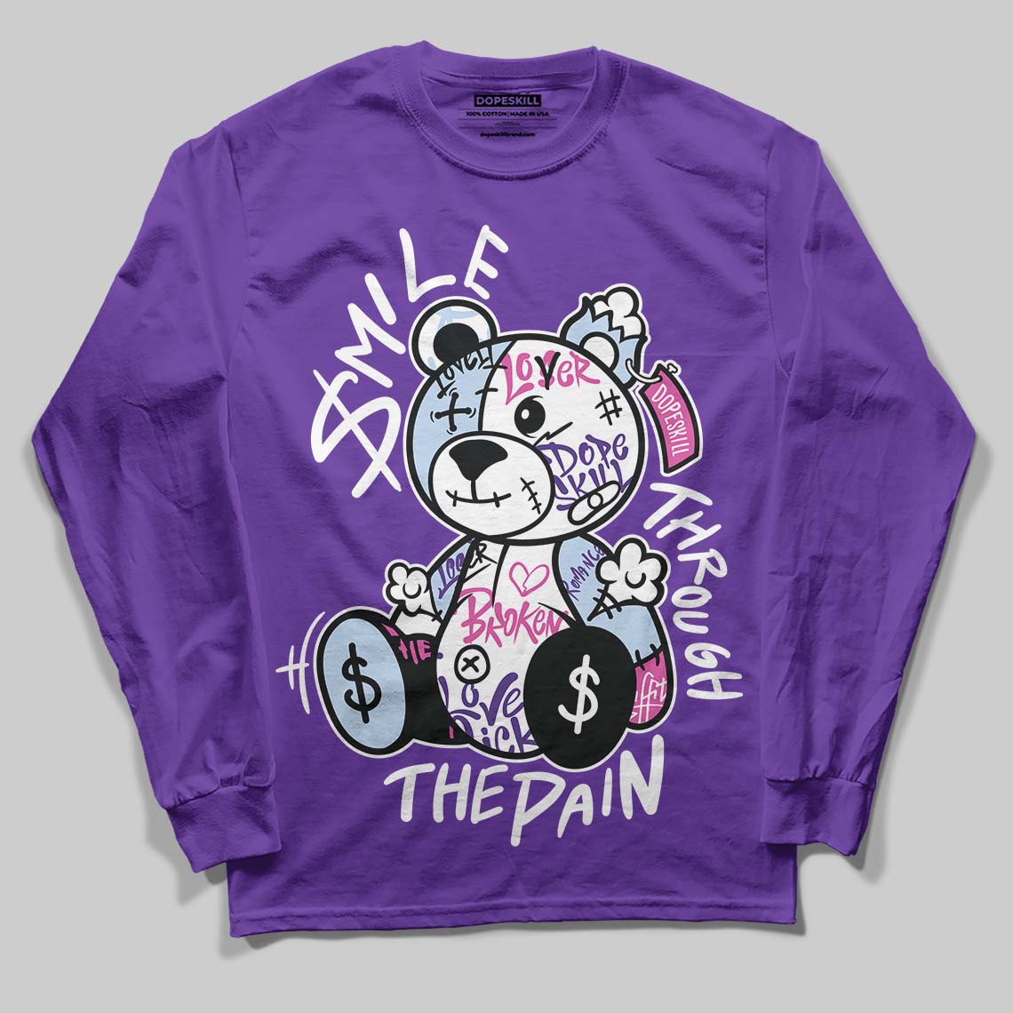 Grape 5s superstreetwear Long Sleeve T-Shirt Smile Through The Pain Graphic