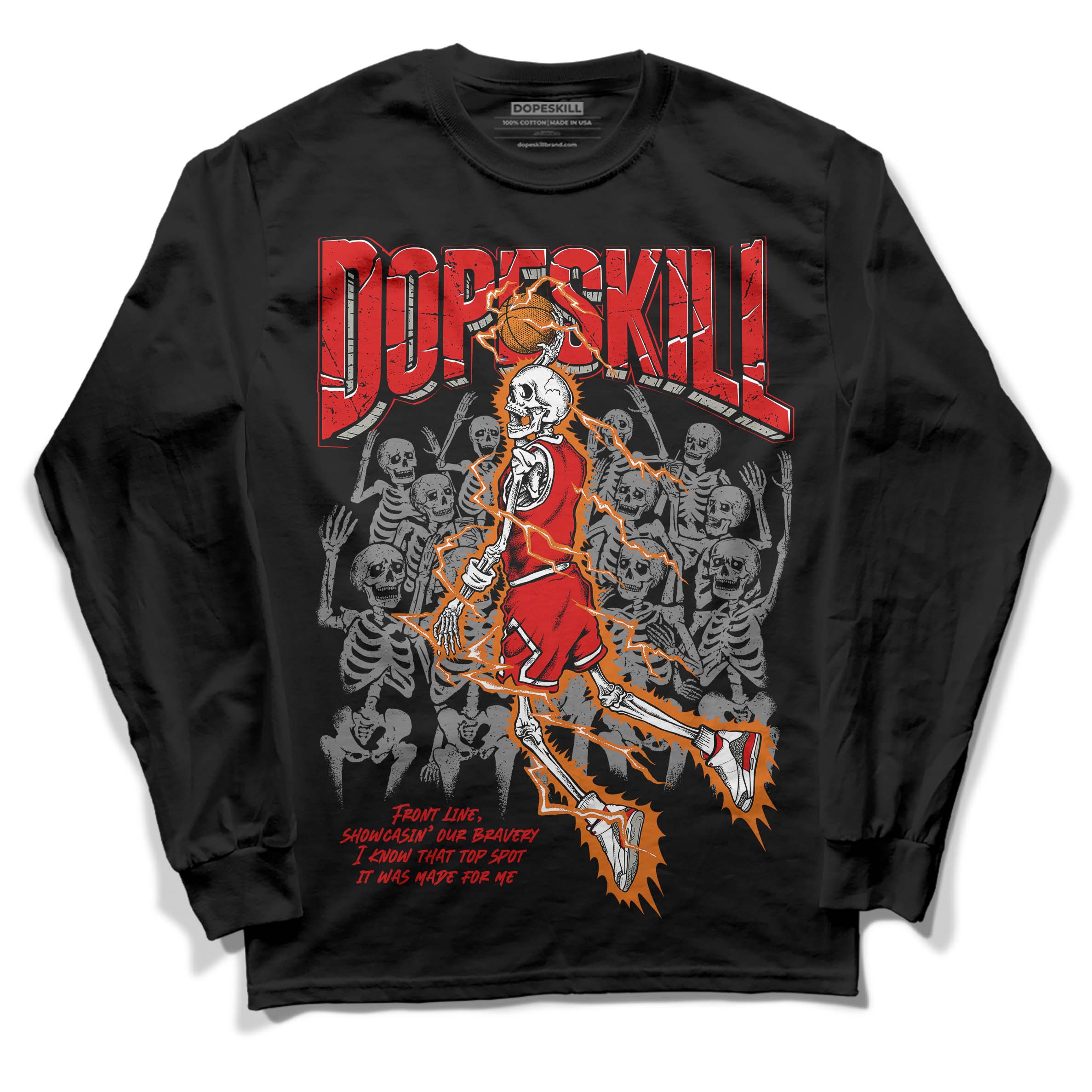 Fire Red 3s superstreetwear Long Sleeve T-Shirt Thunder Dunk Graphic