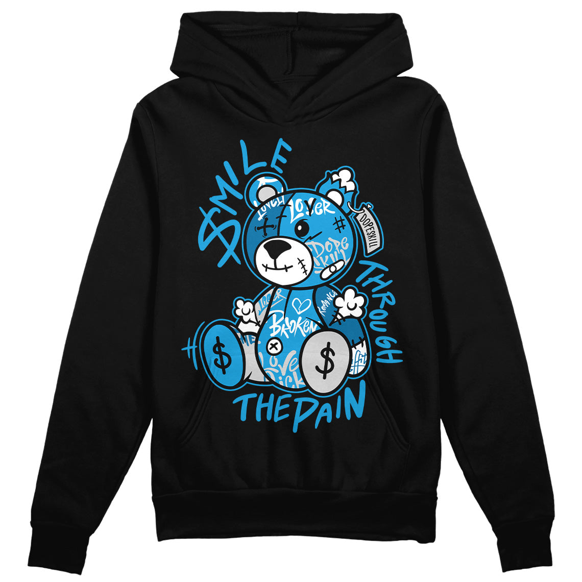 Military Blue 4s superstreetwear Hoodie Sweatshirt Smile Through The Pain Graphic