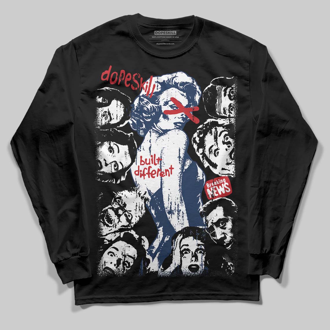 Summit White Navy 4s superstreetwear Long Sleeve T-Shirt Built Different Graphic