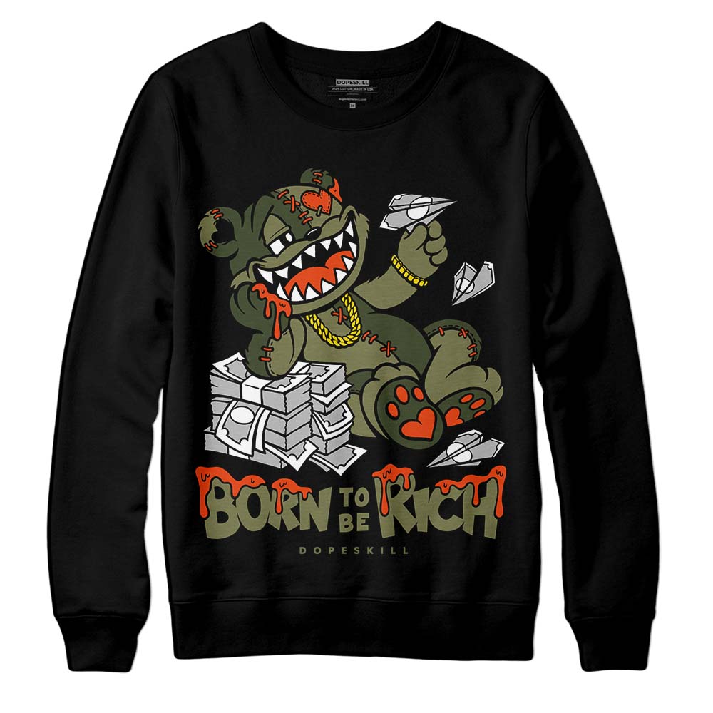 Olive Collection superstreetwear Sweatshirt Born To Be Rich Graphic