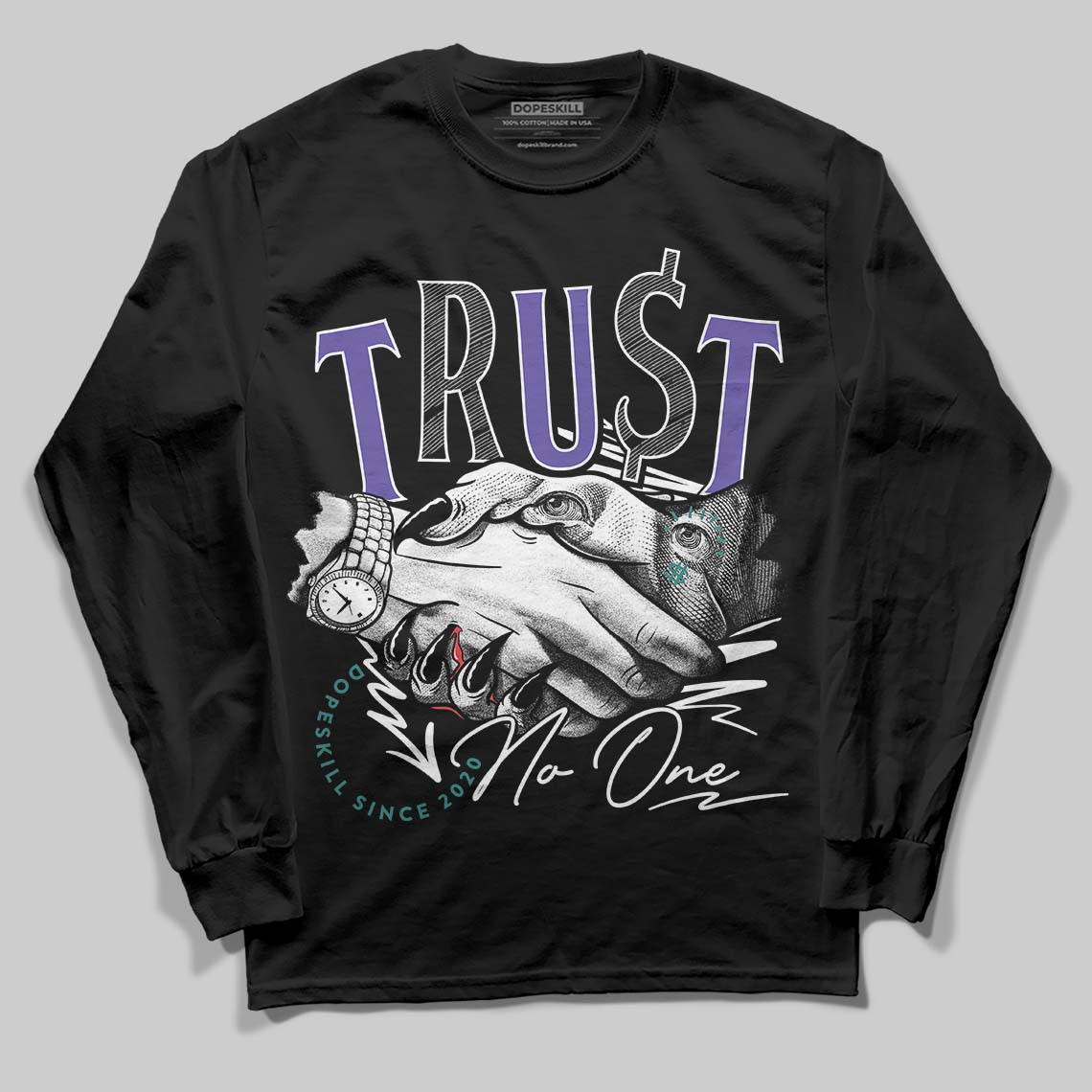 Grape 5s superstreetwear Long Sleeve T-Shirt Trust No One Graphic