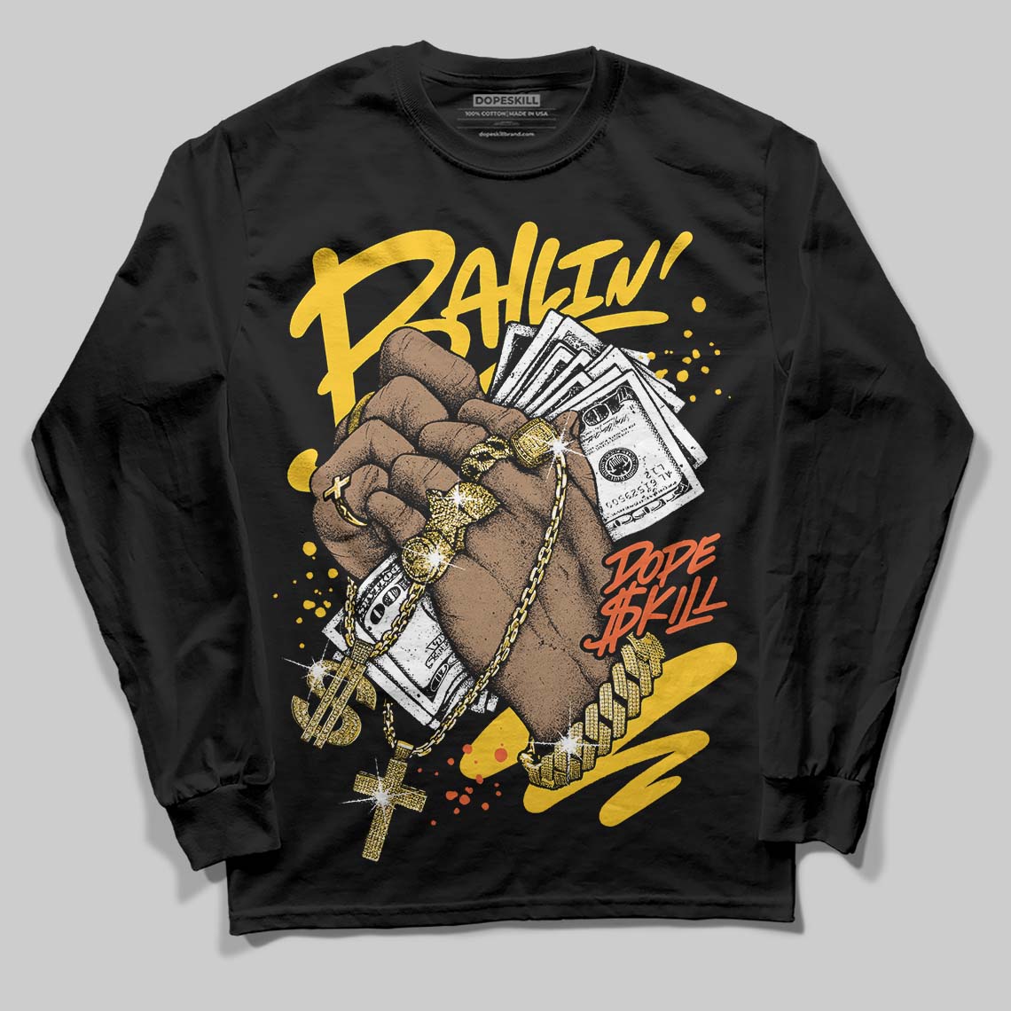 Yellow Collection superstreetwear Long Sleeve T-Shirt Always Ballin' Graphic