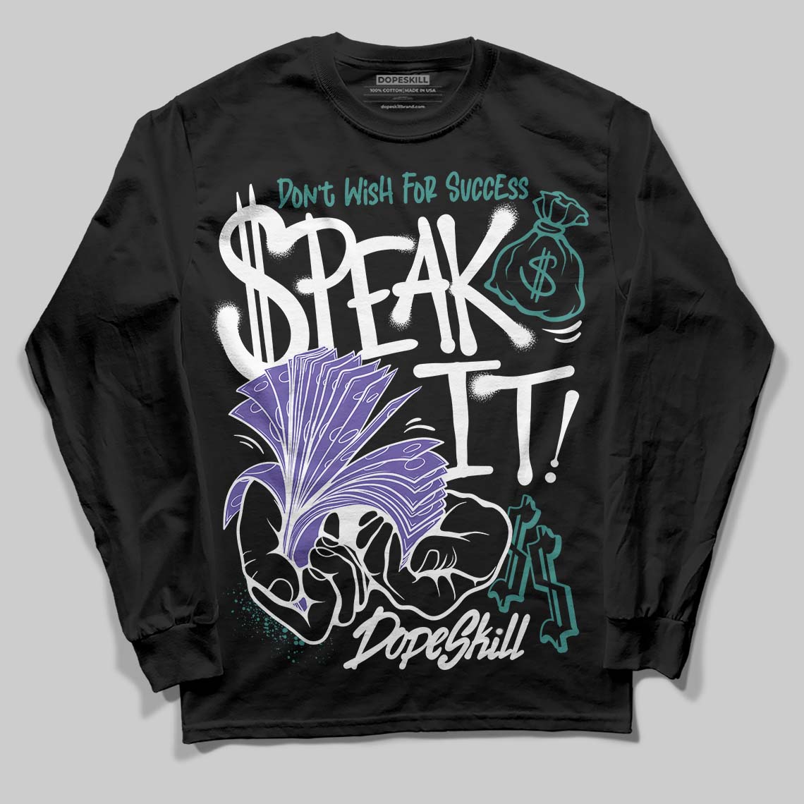 Grape 5s superstreetwear Long Sleeve T-Shirt Speak It Graphic