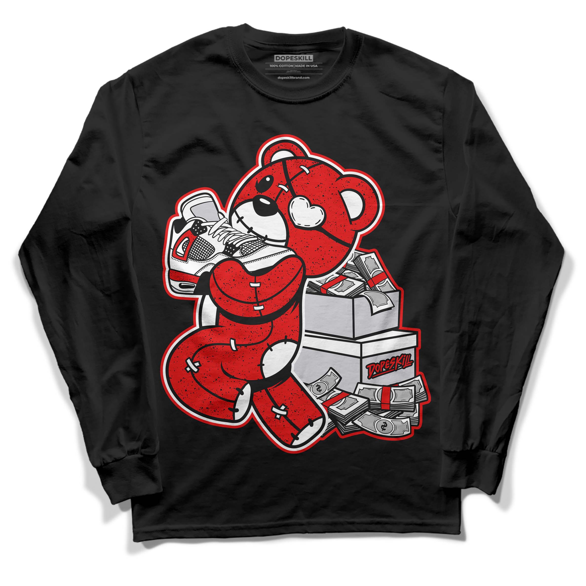 Red Cement 4S superstreetwear Long Sleeve T-Shirt Bear Steals Sneaker Graphic