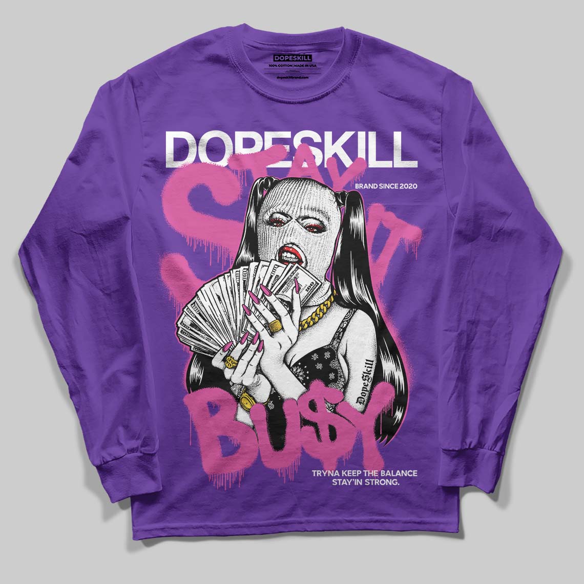 Grape 5s superstreetwear Long Sleeve T-Shirt Stay It Busy Graphic