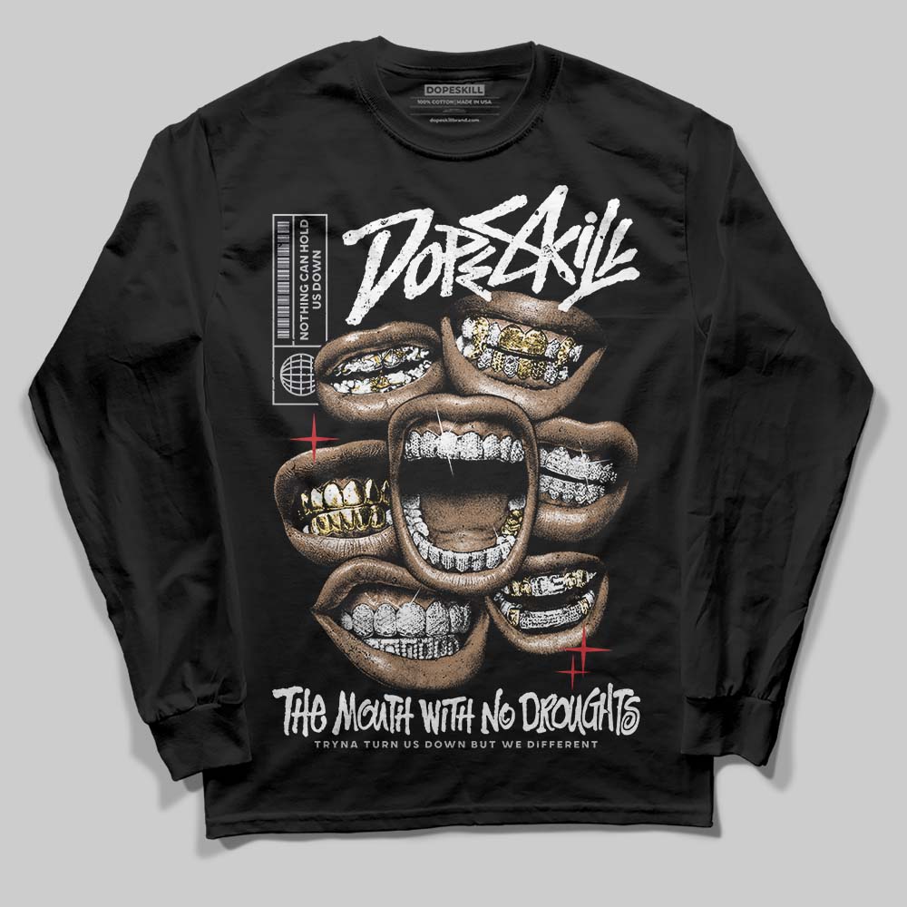 Black Metallic Reimagined 5s superstreetwear Long Sleeve T-Shirt The Mouth With No Droughts Graphic