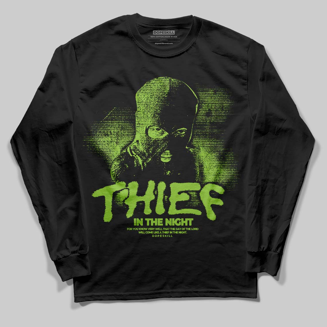 Neon Green Collection superstreetwear Long Sleeve T-Shirt Thief In The Night Graphic