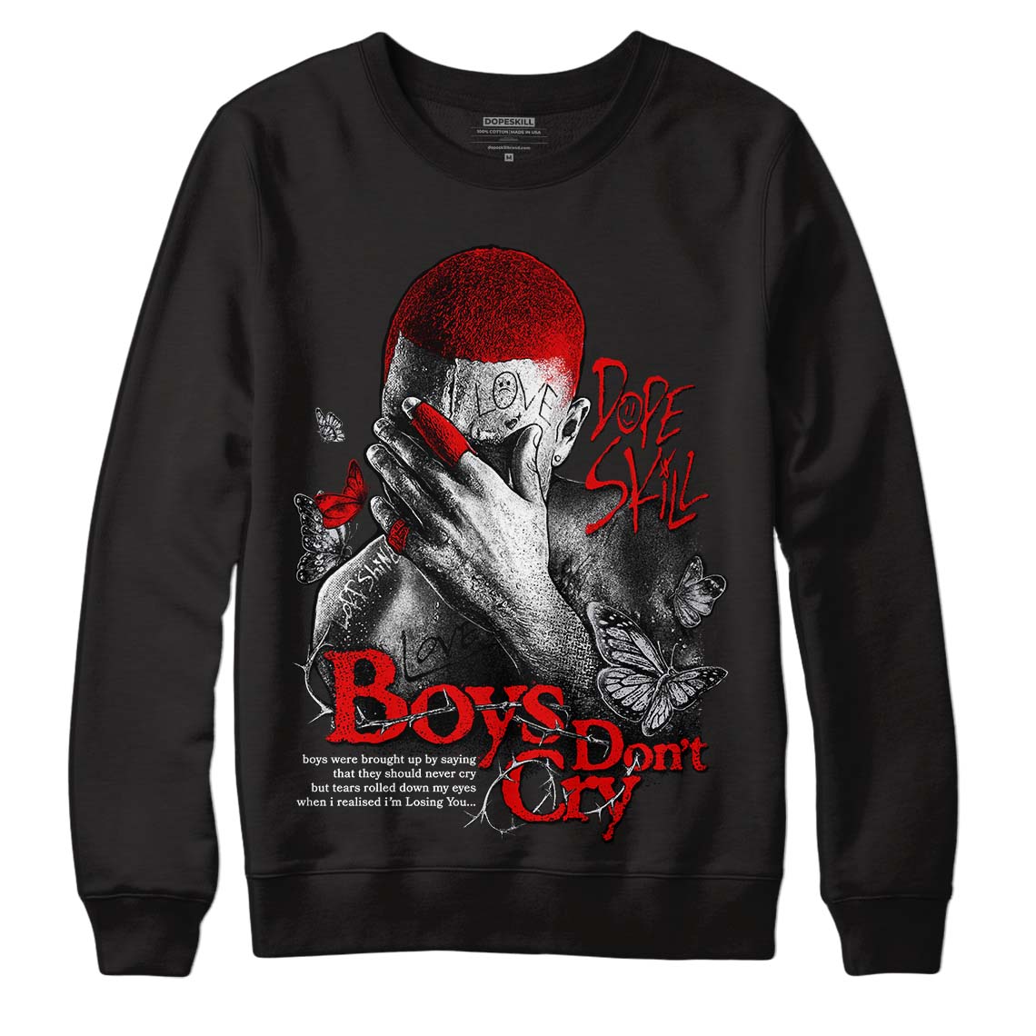 Red Cement 4S superstreetwear Sweatshirt Boys Don't Cry Graphic