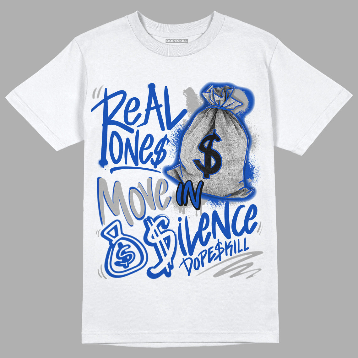 AJ 5 Racer Blue superstreetwear T-Shirt Real Ones Move In Silence Graphic