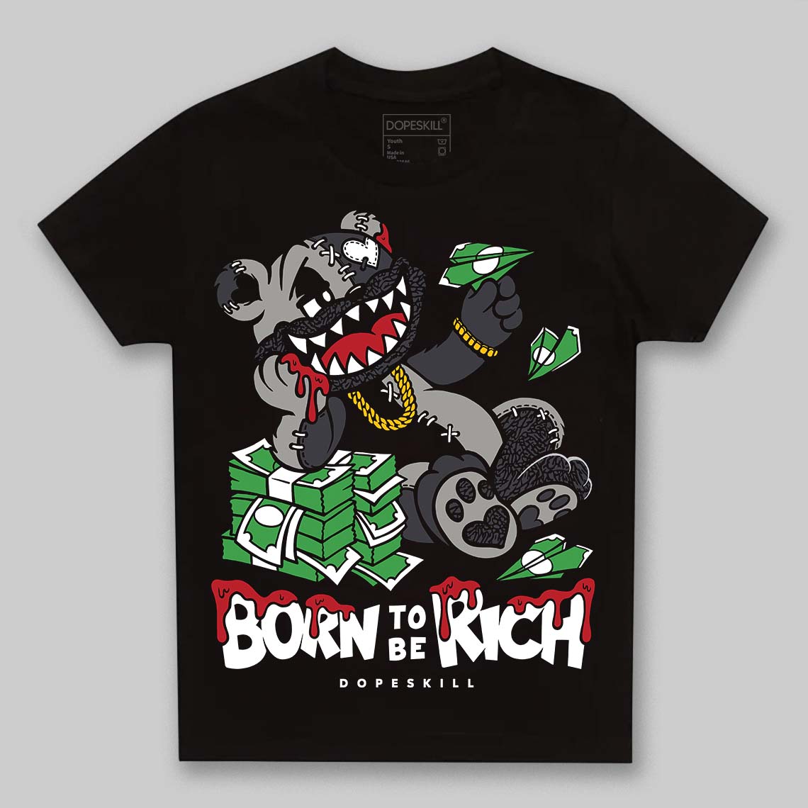 Black Cat 3s superstreetwear Toddler Kids T-shirt Born To Be Rich Graphic