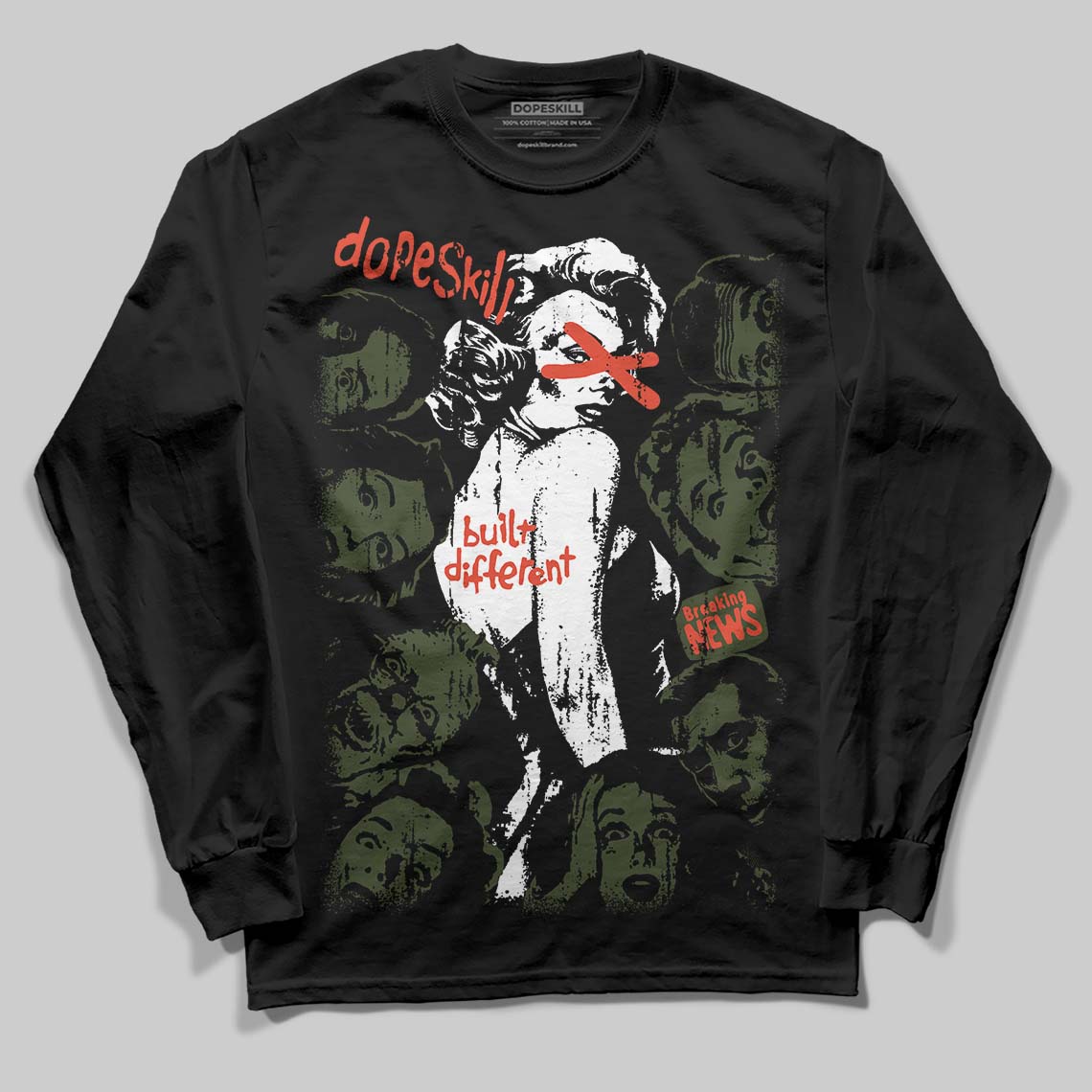 Olive Collection superstreetwear Long Sleeve T-Shirt Built Different Graphic