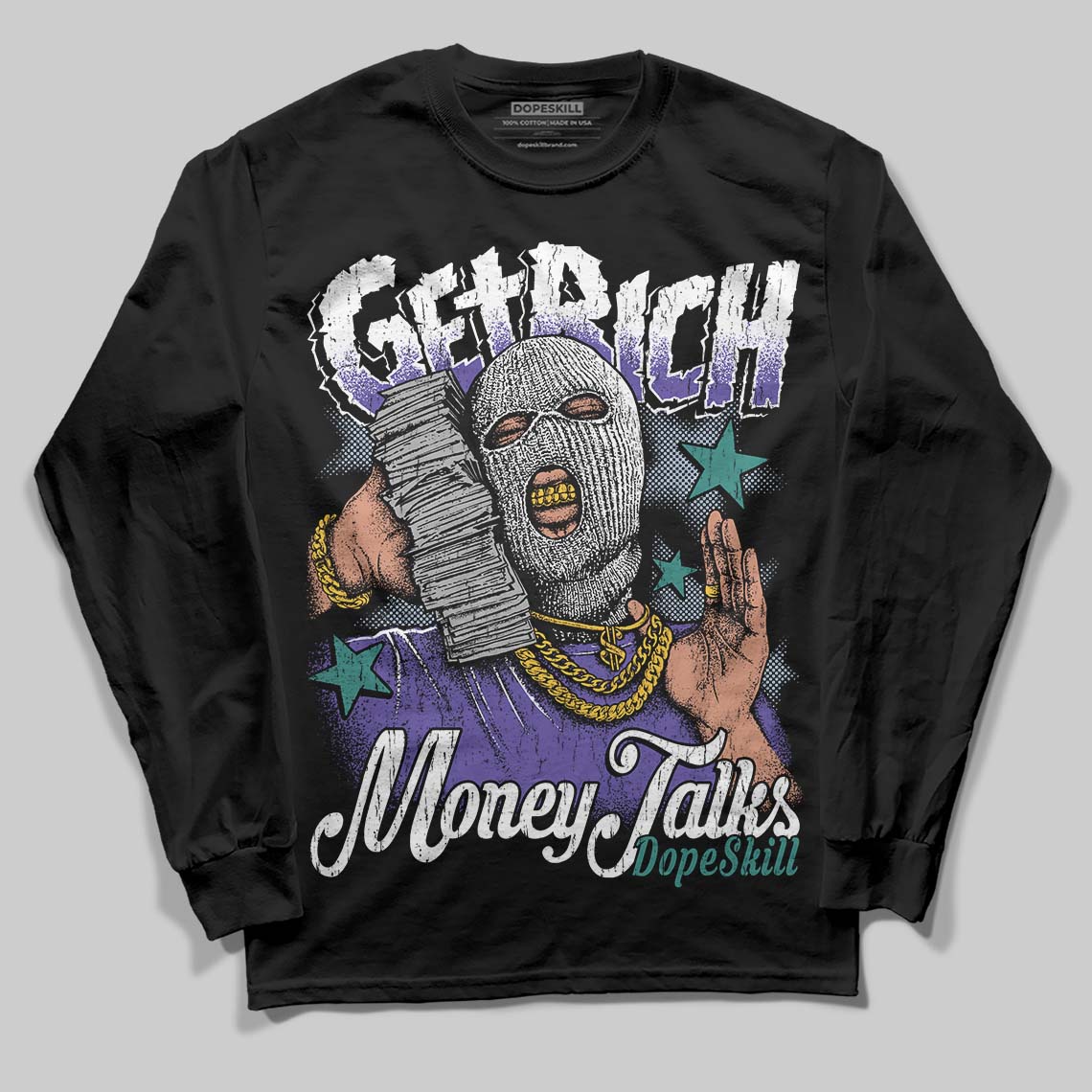 Grape 5s superstreetwear Long Sleeve T-Shirt Get Rich Graphic