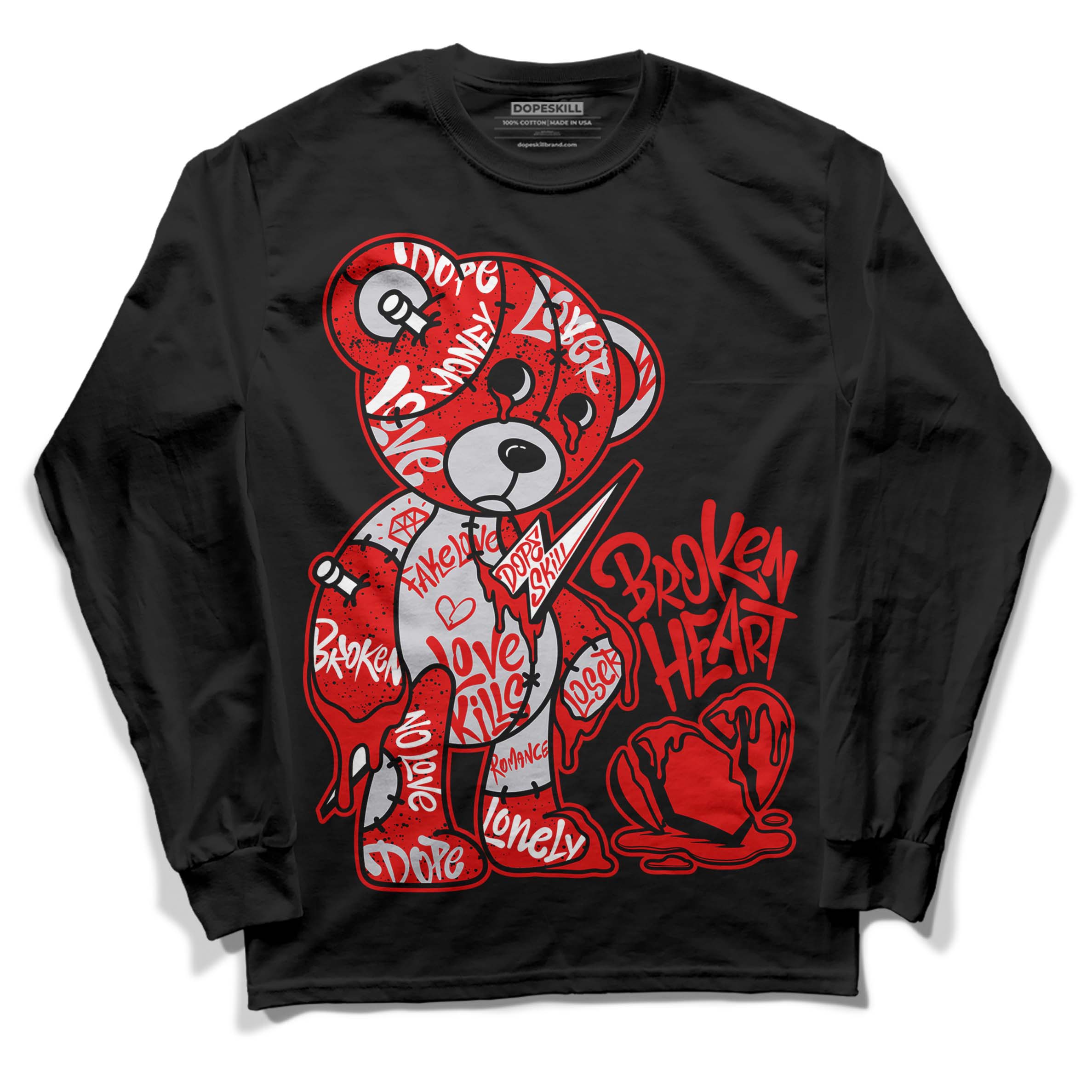 Red Cement 4S superstreetwear Long Sleeve T-Shirt Broken Heart Graphic