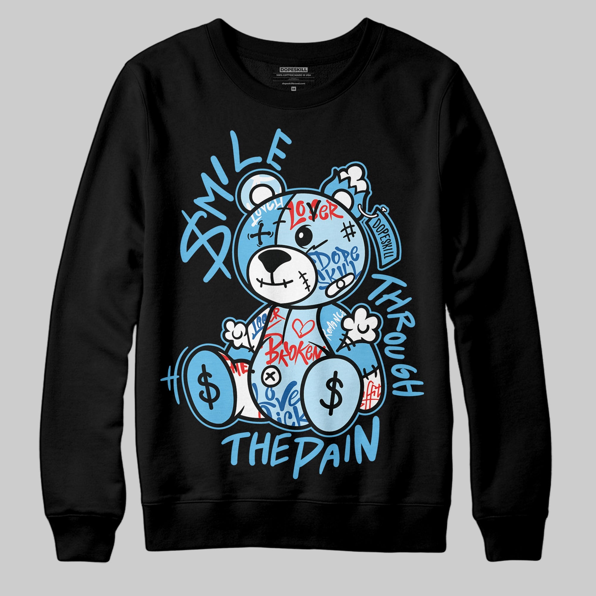 Legend Blue 11s superstreetwear Sweatshirt Smile Through The Pain Graphic