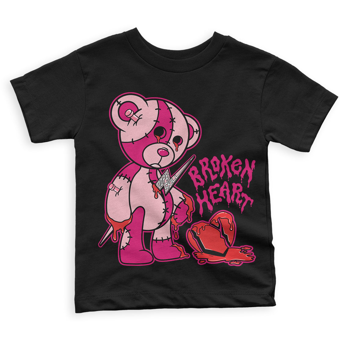 Coral Chalk 1s Mid superstreetwear Toddler Kids T-shirt Broken Heart Graphic