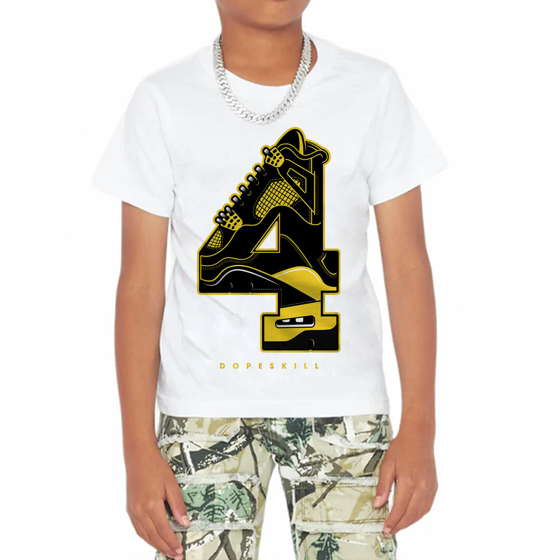 Black Tour Yellow AJ 4 Thunder superstreetwear Toddler Kids T-shirt No.4 Graphic