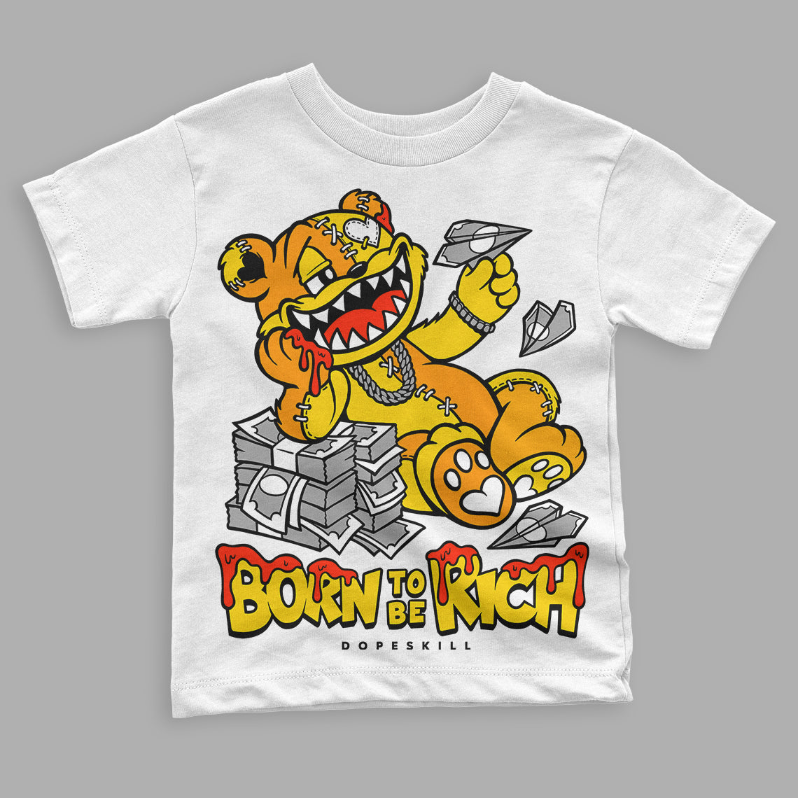 Yellow Ochre 6s superstreetwear Toddler Kids T-shirt Born To Be Rich Graphic