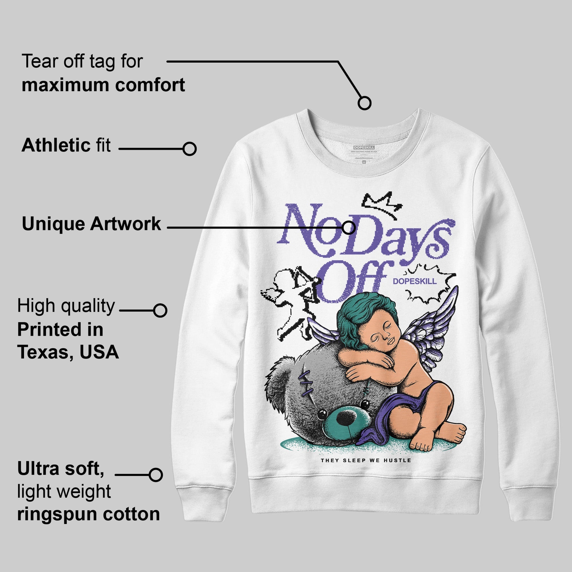 Grape 5s superstreetwear Sweatshirt New No Days Off Graphic