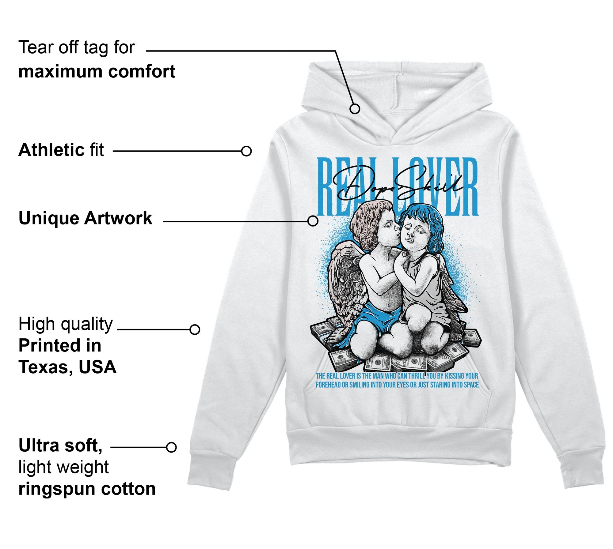 Military Blue 4s superstreetwear Hoodie Sweatshirt Real Lover Graphic
