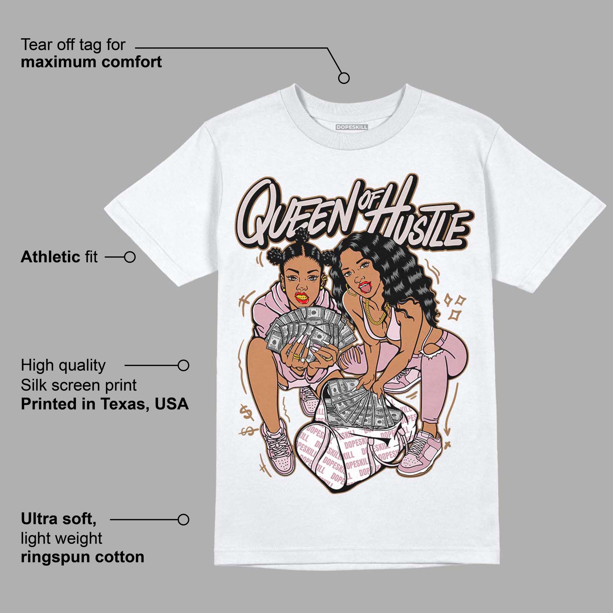 Dunk Low Teddy Bear Pink superstreetwear T-Shirt Queen Of Hustle Graphic