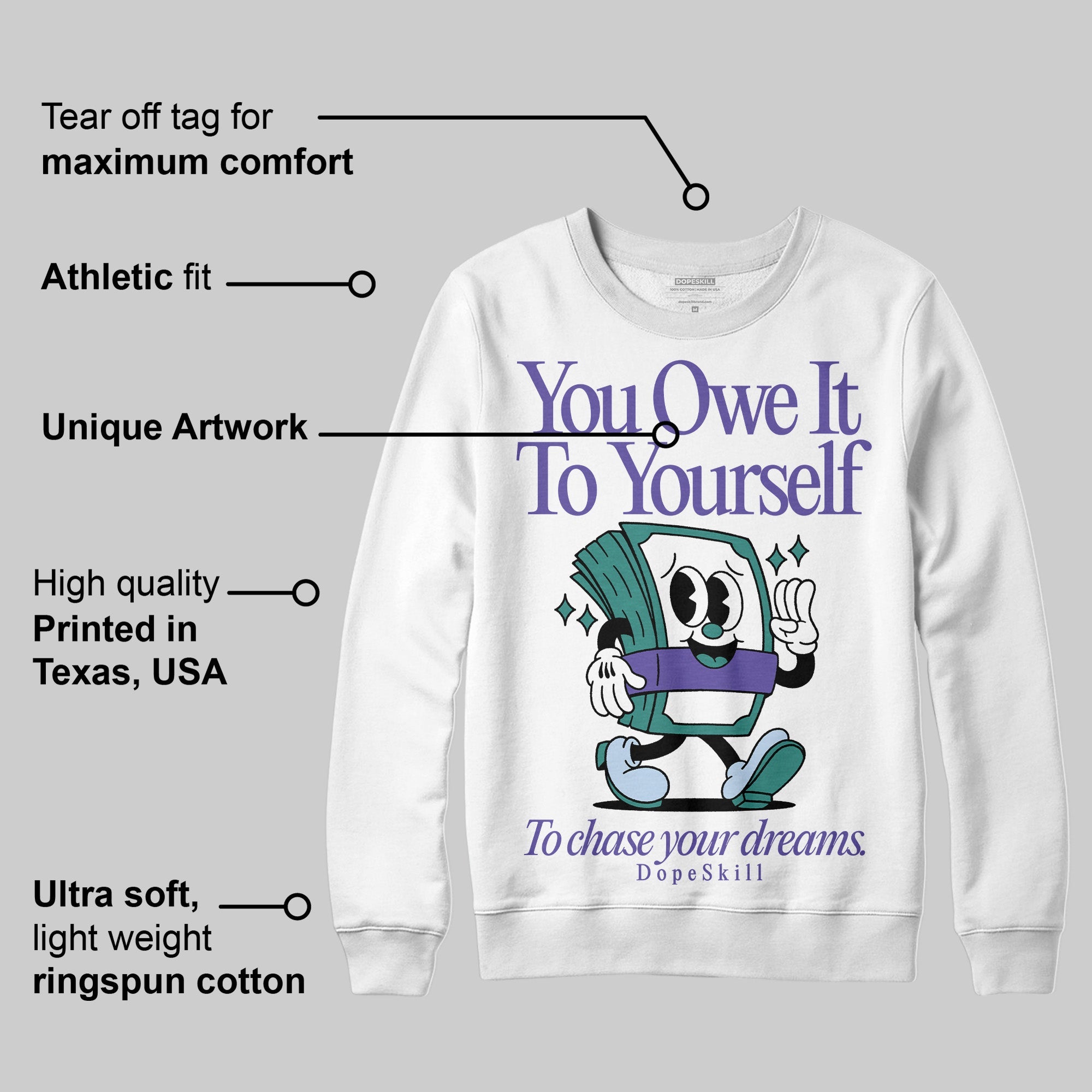 Grape 5s superstreetwear Sweatshirt Owe It To Yourself Graphic