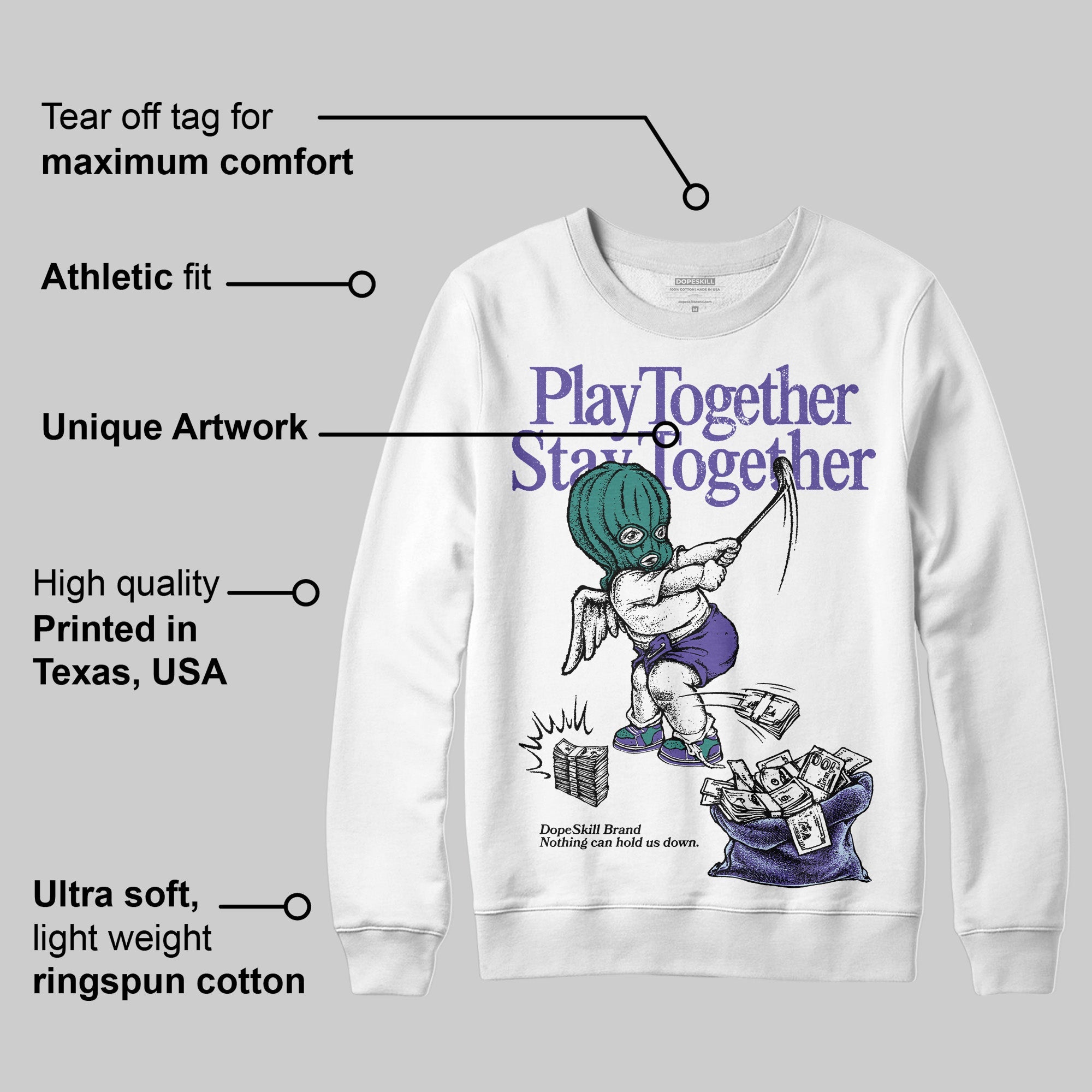 Grape 5s superstreetwear Sweatshirt Play together,Stay together Graphic