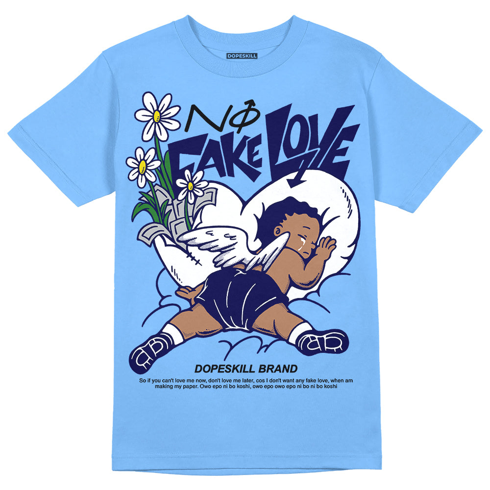 Powder Blue 9s superstreetwear Sky Blue T-shirt No Fake Love Graphic