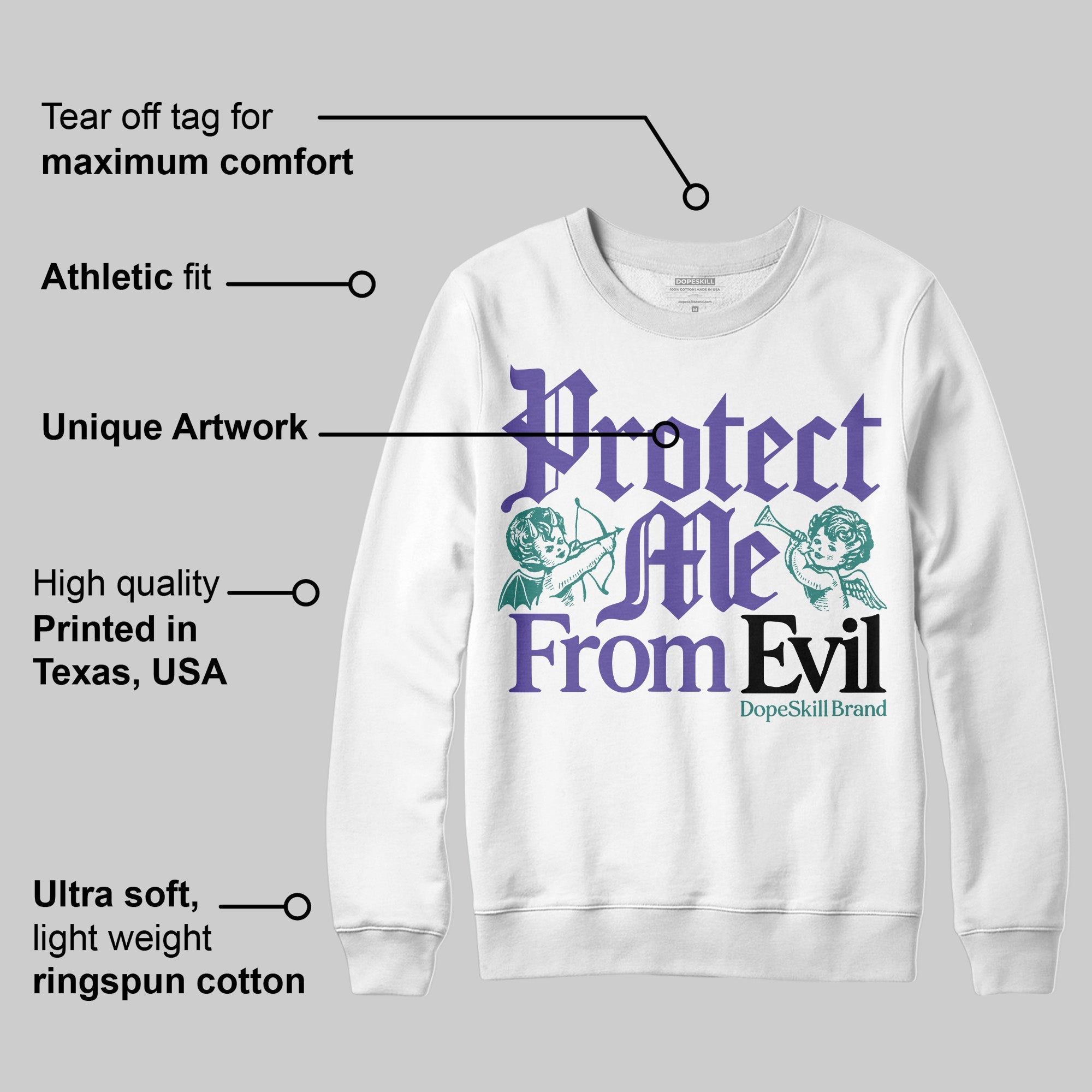 Grape 5s superstreetwear Sweatshirt Protect Me From Evil Graphic