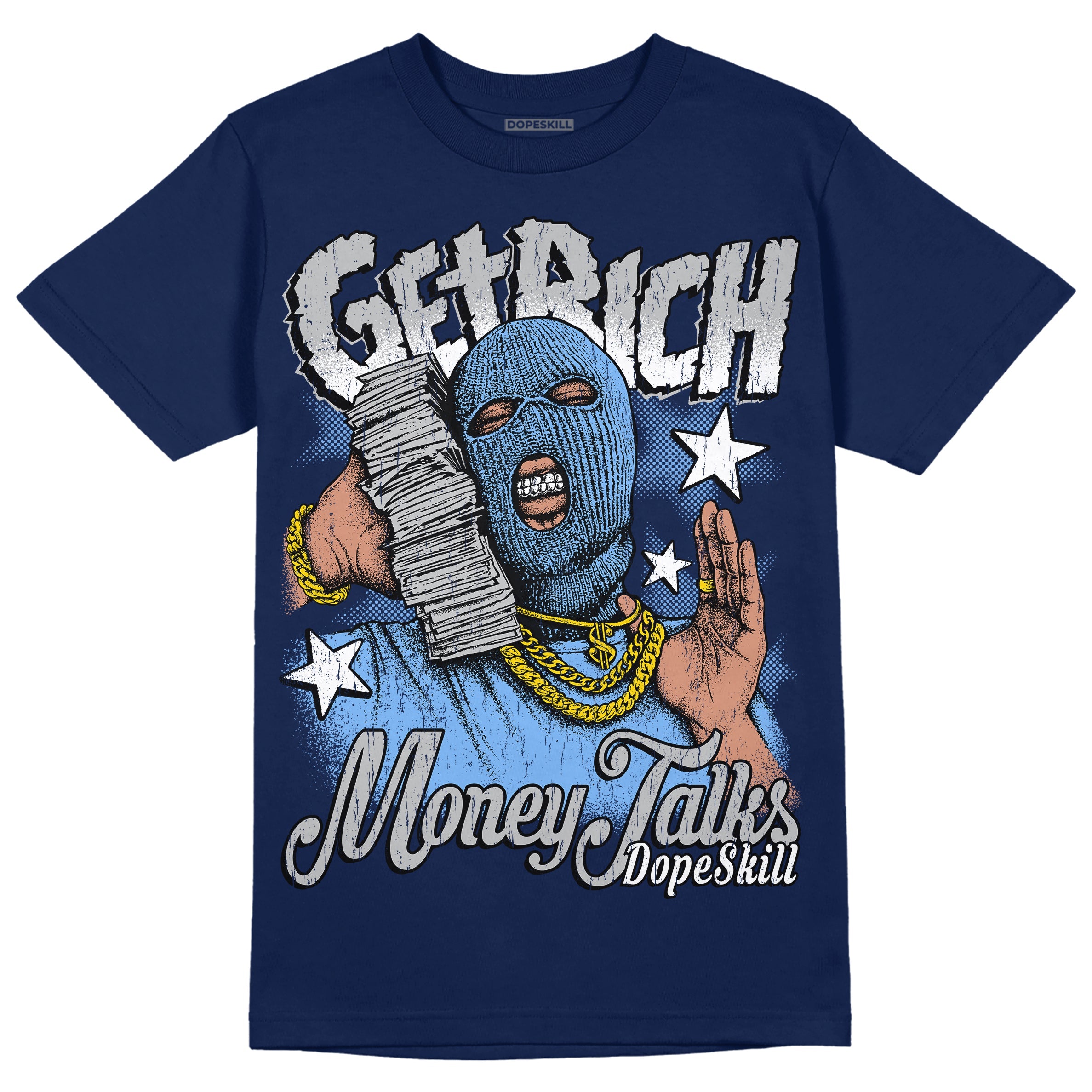 Midnight Navy 5s superstreetwear Navy T-Shirt Get Rich Graphic