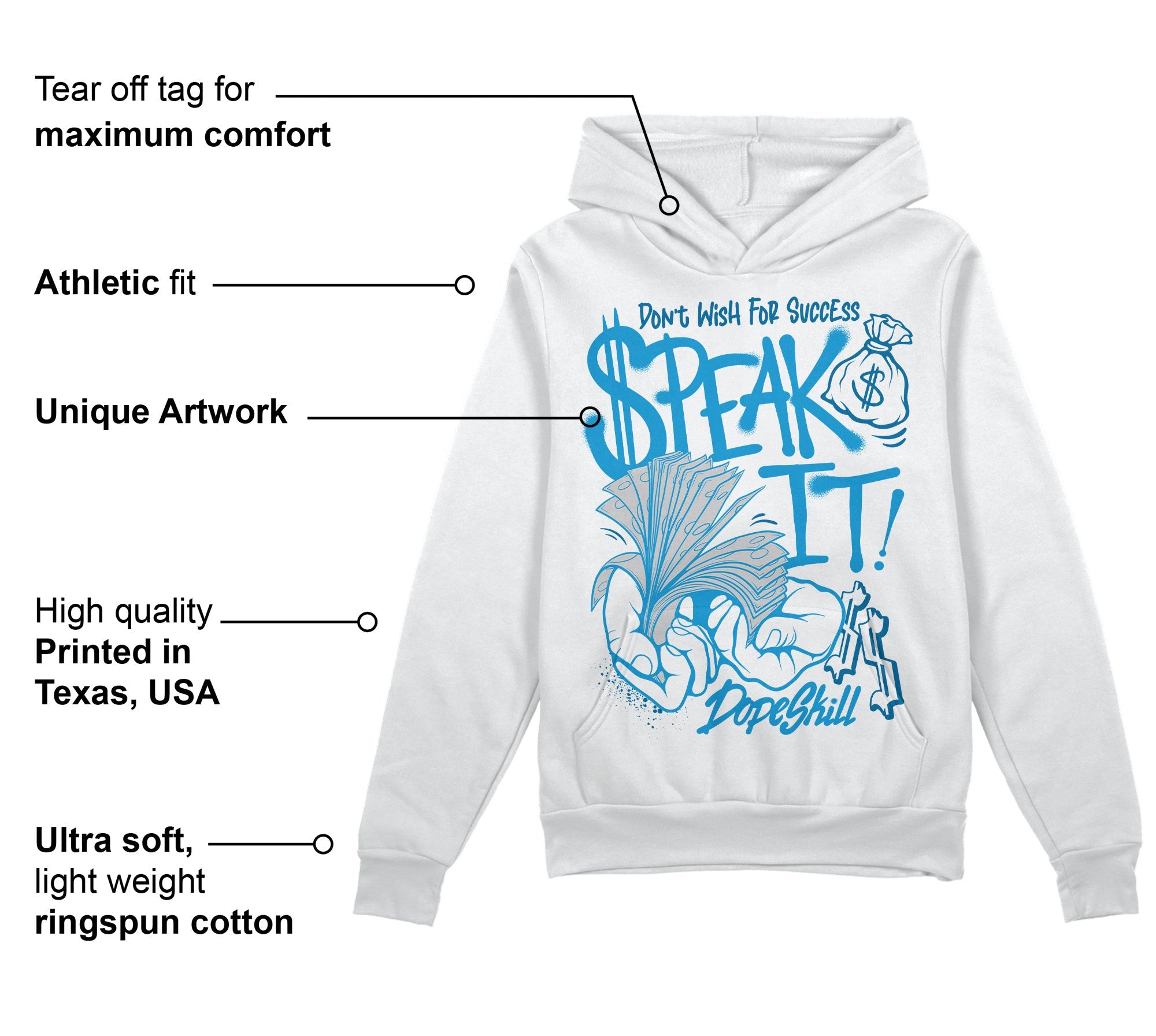 Military Blue 4s superstreetwear Hoodie Sweatshirt Speak It Graphic