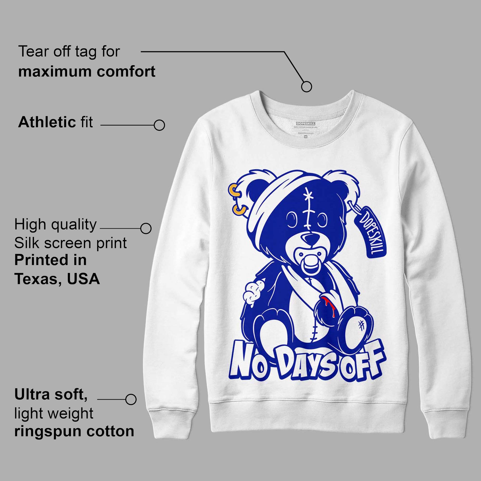 Racer Blue White Dunk Low superstreetwear Sweatshirt Hurt Bear Graphic