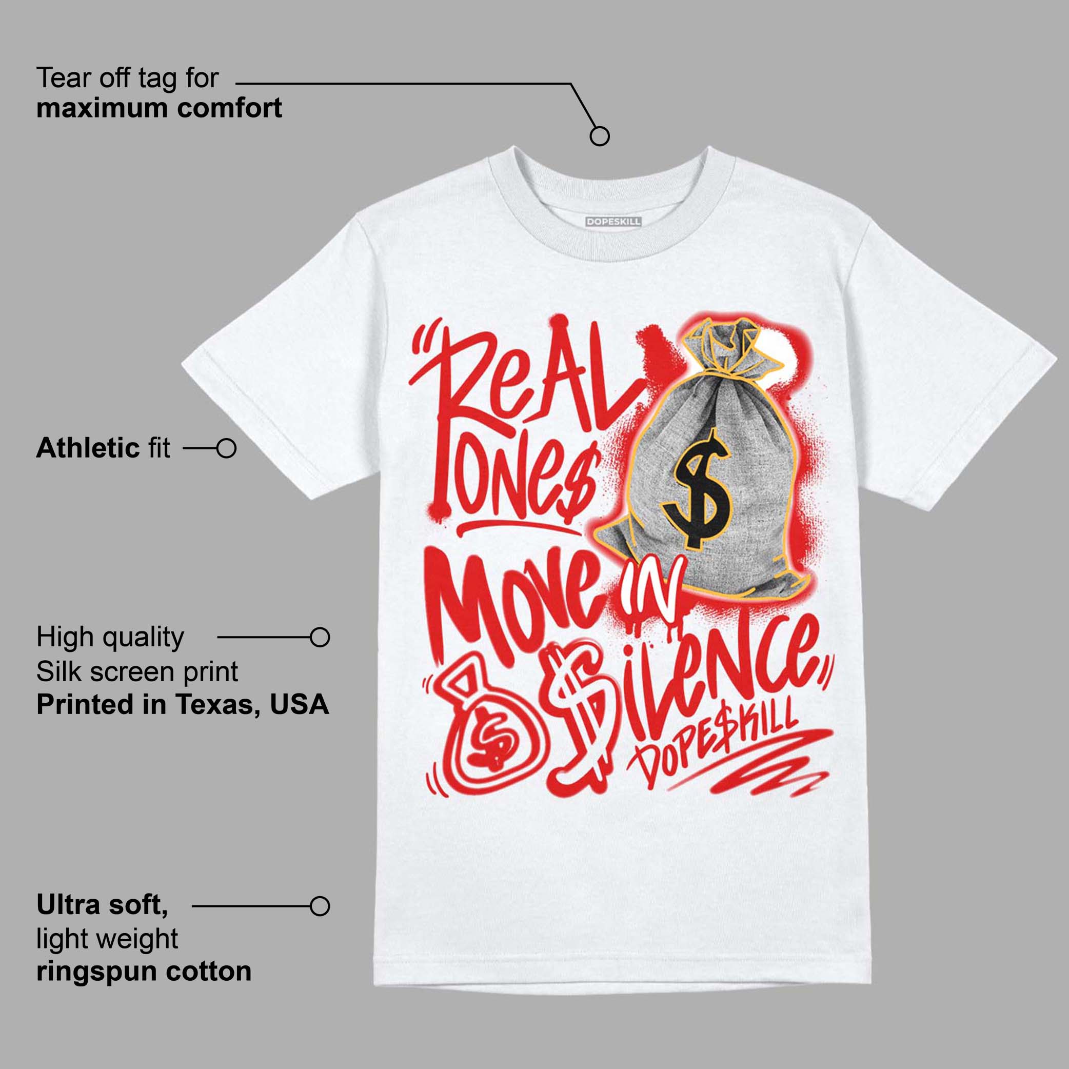 Dunk Low Gym Red superstreetwear T-Shirt Real Ones Move In Silence Graphic