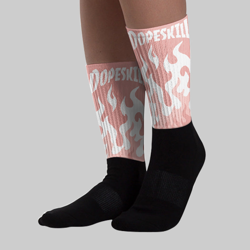 Leather Curb Glitter Pale Pink superstreetwear Sublimated Socks FIRE Graphic