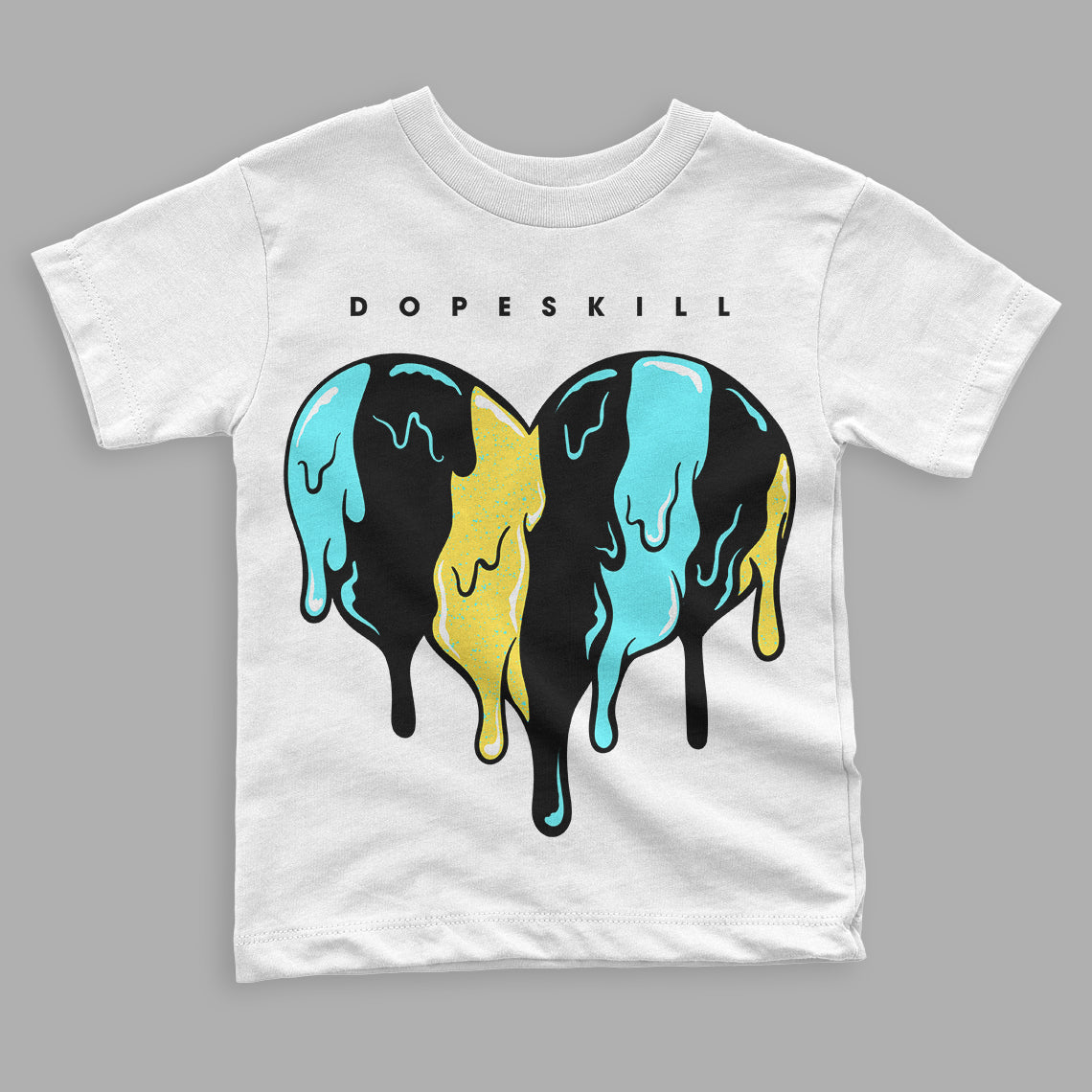 Aqua 5s superstreetwear Toddler Kids T-shirt Slime Drip Heart Graphic