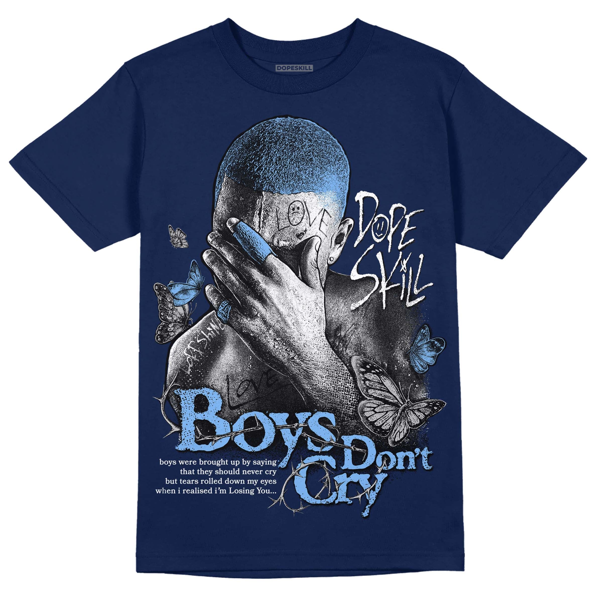 Midnight Navy 5s superstreetwear Navy T-Shirt Boys Don't Cry Graphic