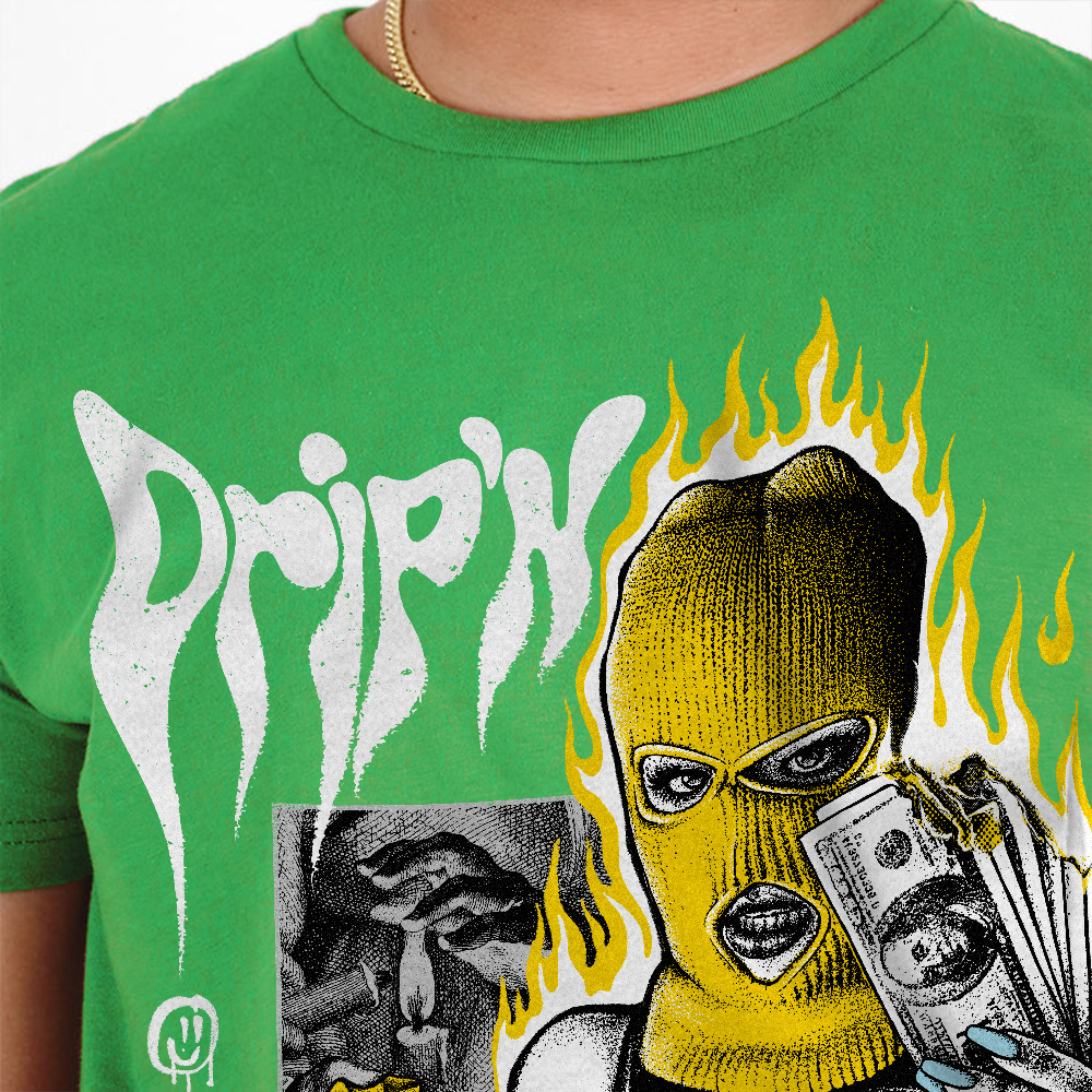Lucky Green 5s superstreetwear Green T-shirt Drip'n Never Tripp'n Graphic
