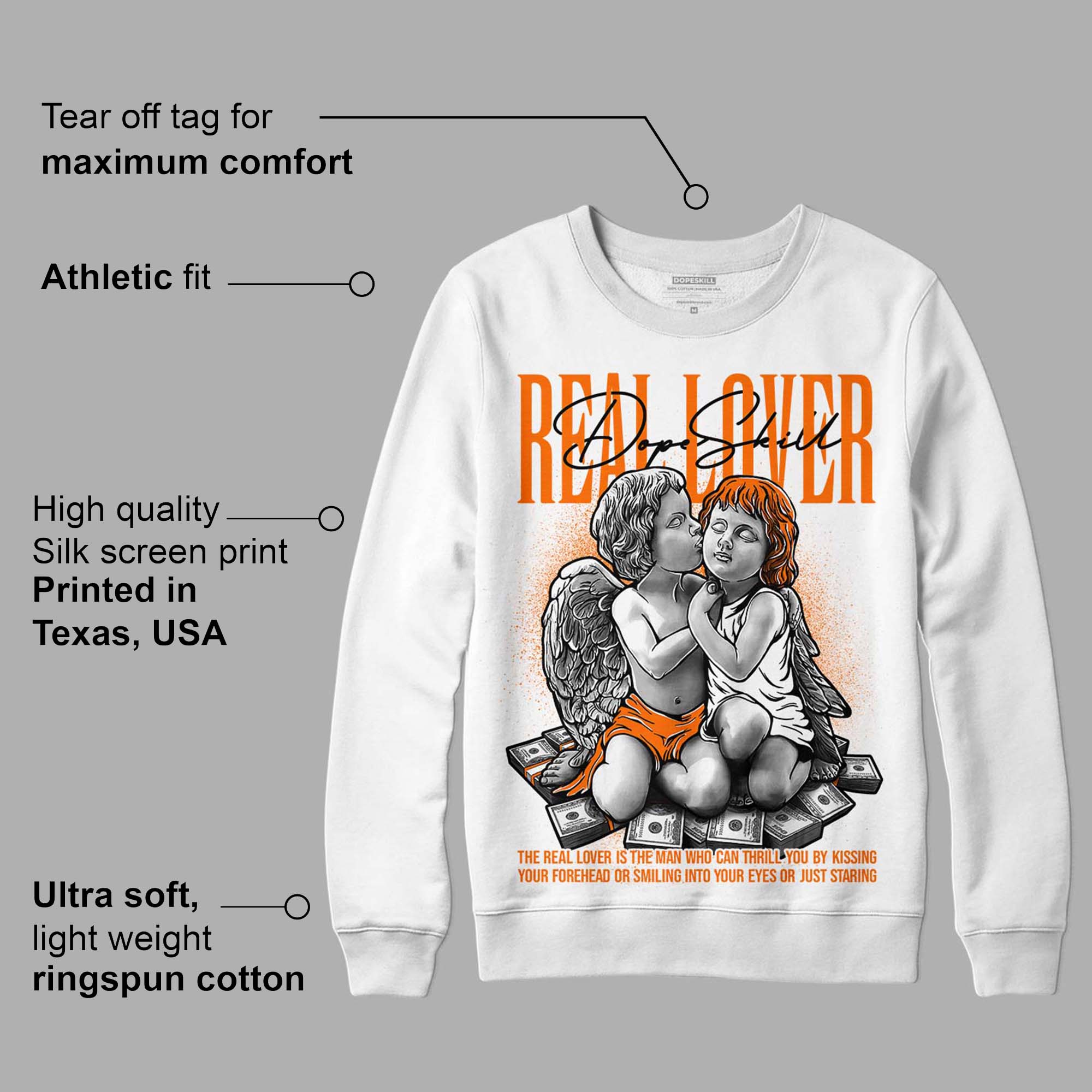 Orange Black White superstreetwear Sweatshirt Real Lover Graphic