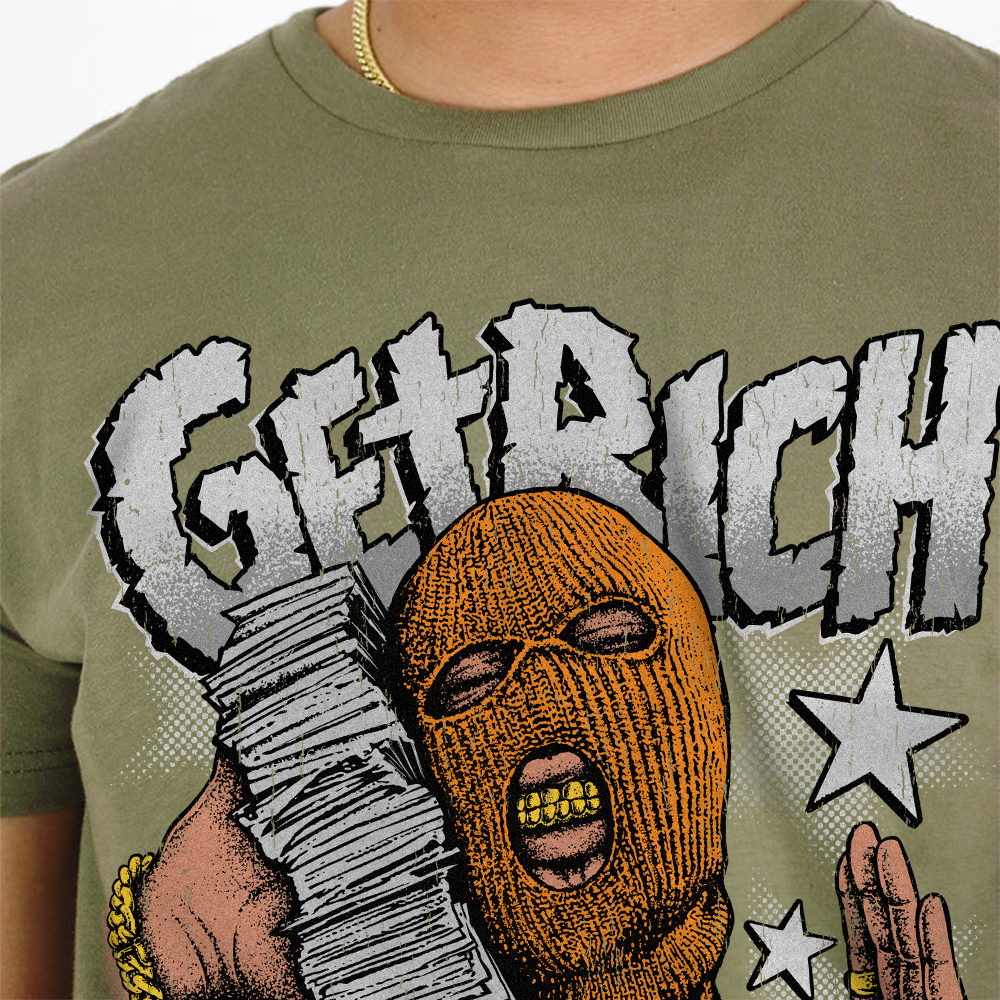 Olive 5s superstreetwear Olive T-shirt Get Rich Graphic