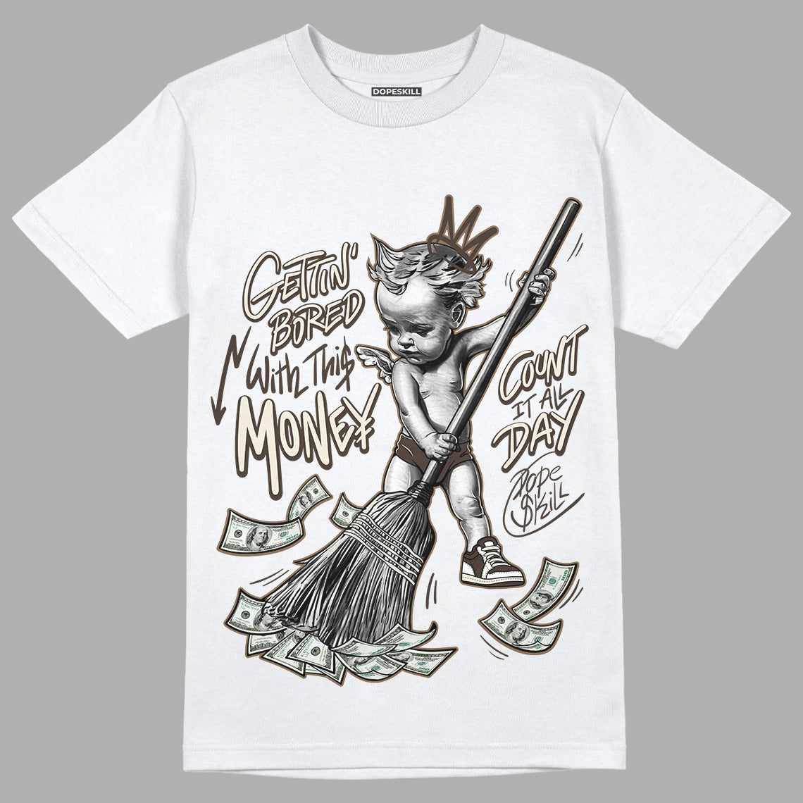 AJ 1 Low OG a??Reverse Mochaa?? superstreetwear T-Shirt Gettin Bored With This Money Graphic