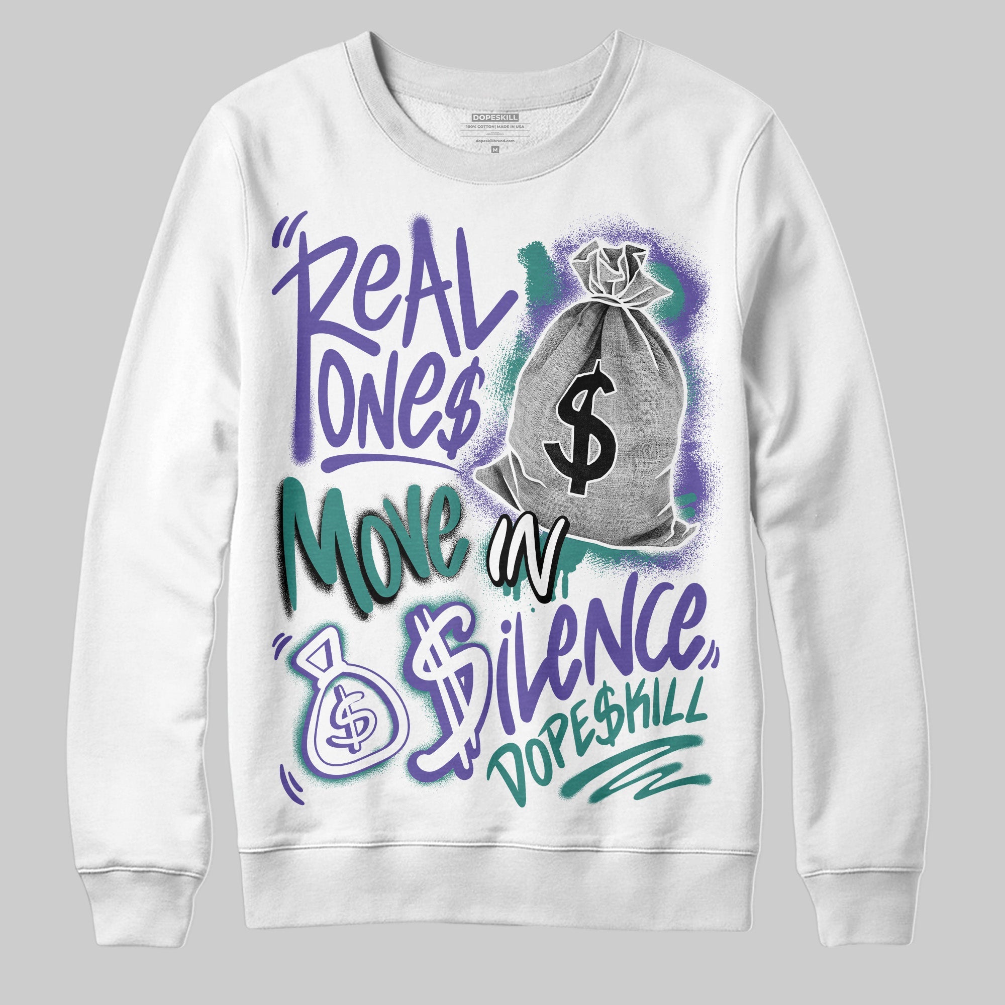 Grape 5s superstreetwear Sweatshirt Real Ones Move In Silence Graphic