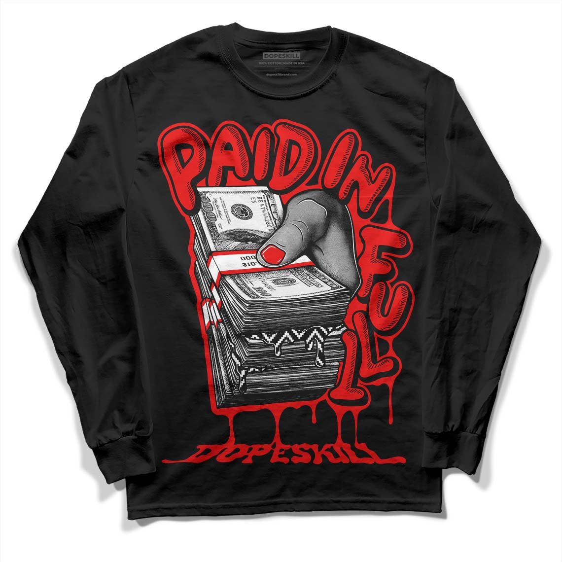 Cherry 12s superstreetwear Long Sleeve T-Shirt Paid In Full Graphic