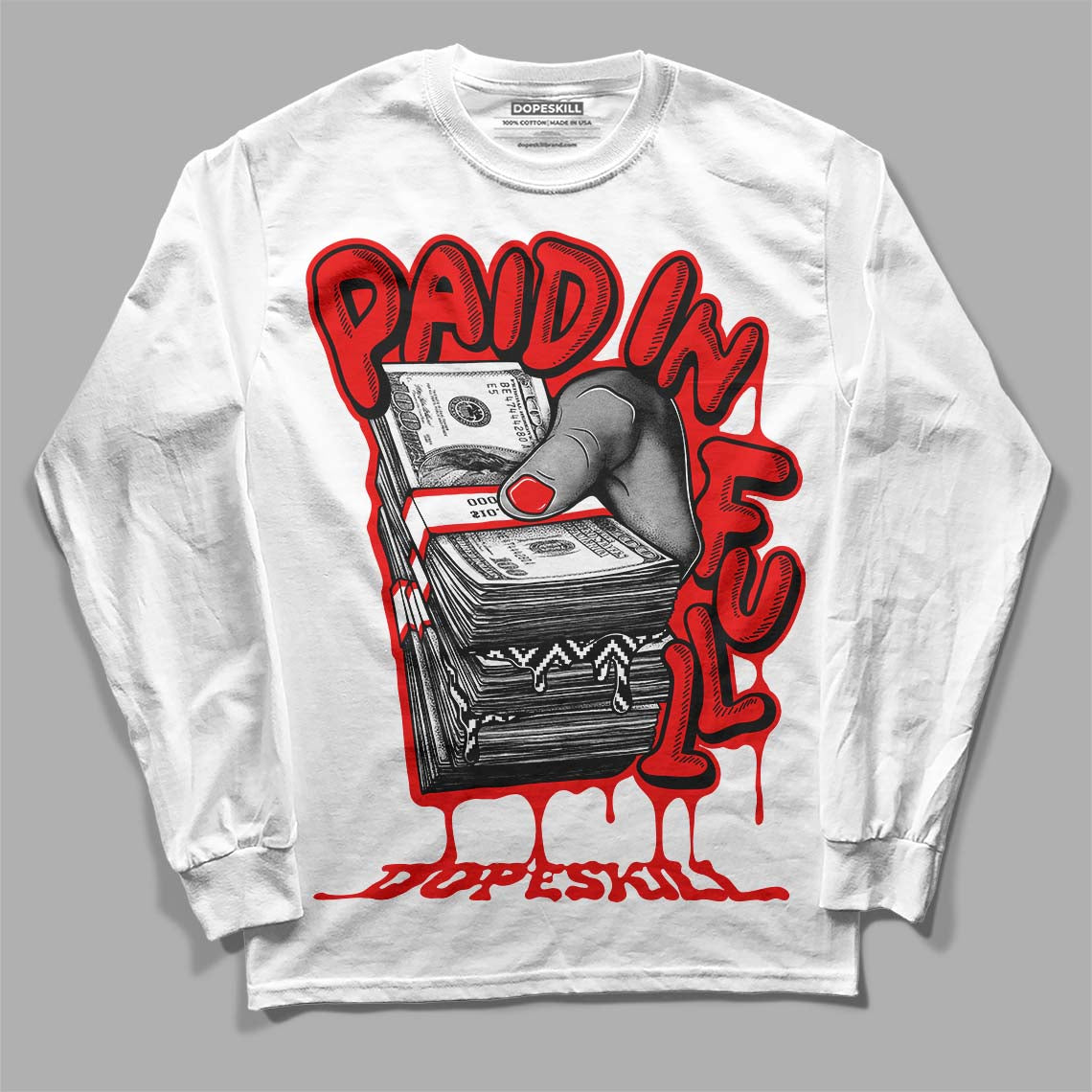 Cherry 12s superstreetwear Long Sleeve T-Shirt Paid In Full Graphic
