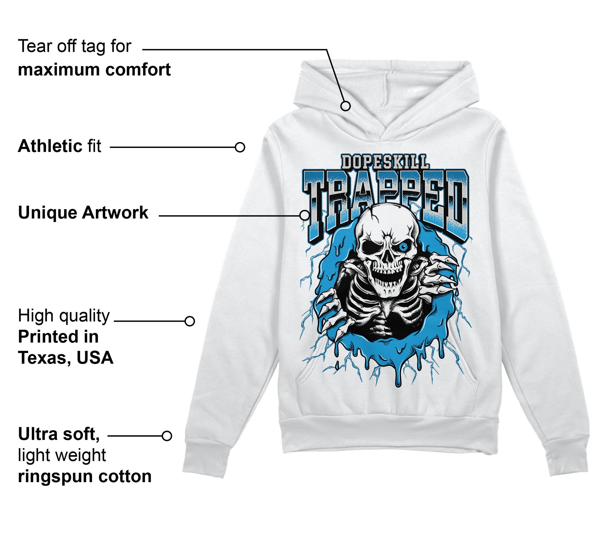 Military Blue 4s superstreetwear Hoodie Sweatshirt Trapped Halloween Graphic