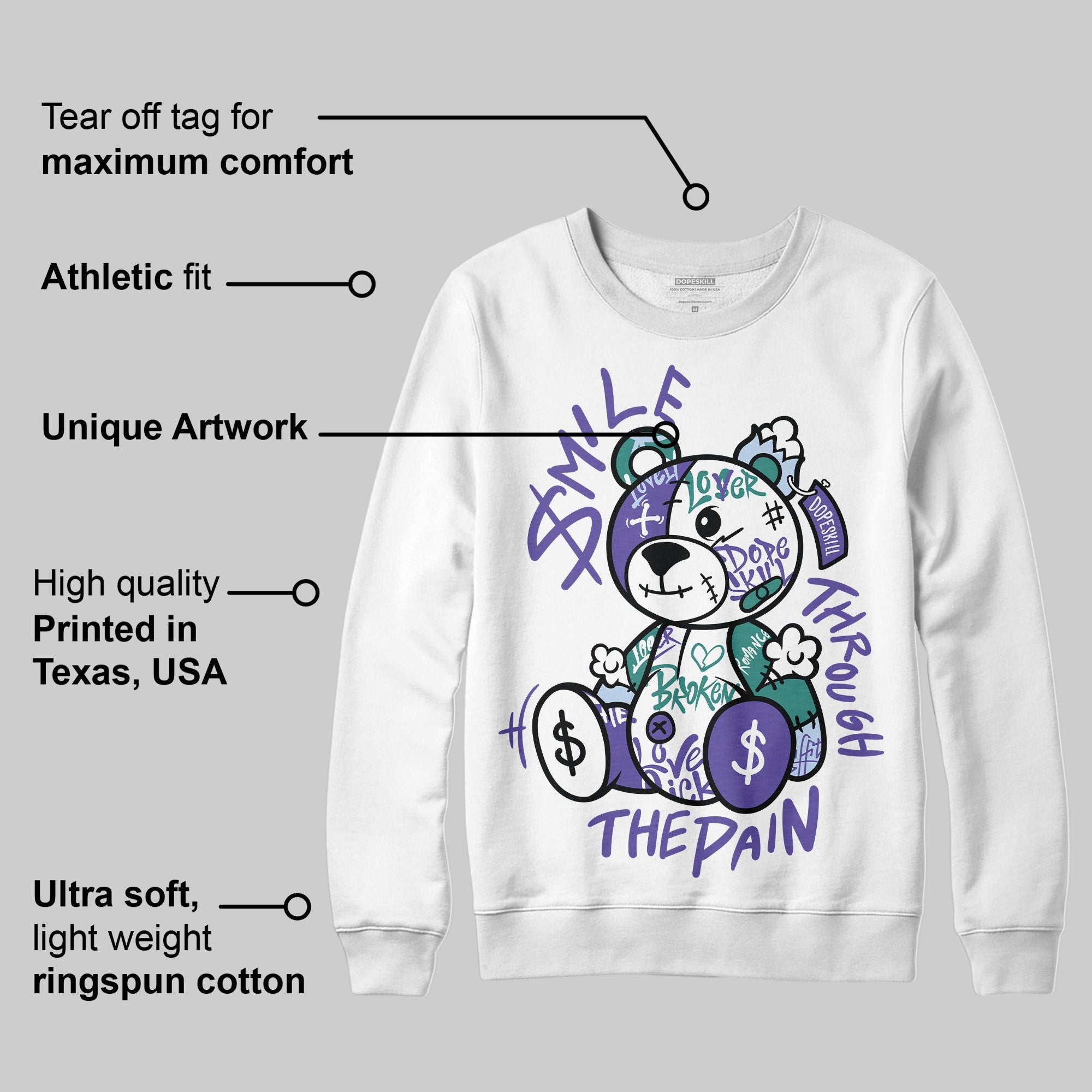 Grape 5s superstreetwear Sweatshirt Smile Through The Pain Graphic
