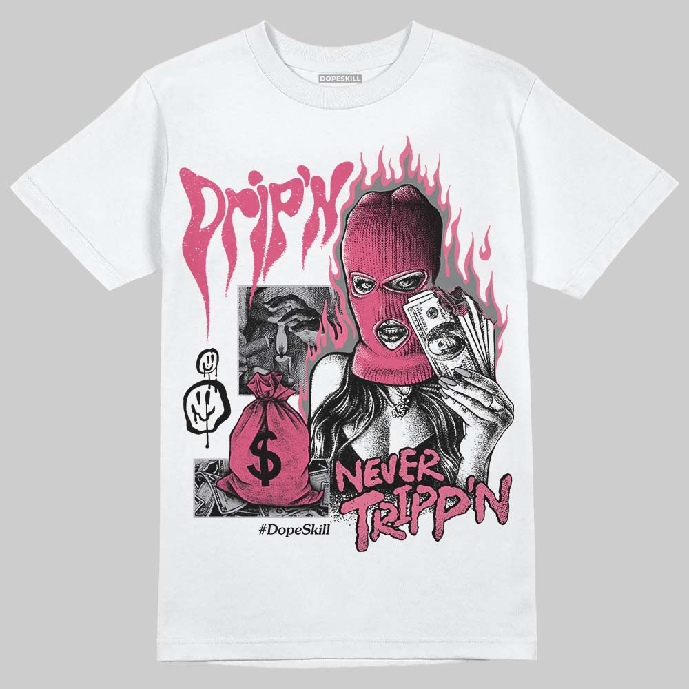 White Fluo Pink superstreetwear T-Shirt Drip'n Never Tripp'n Graphic