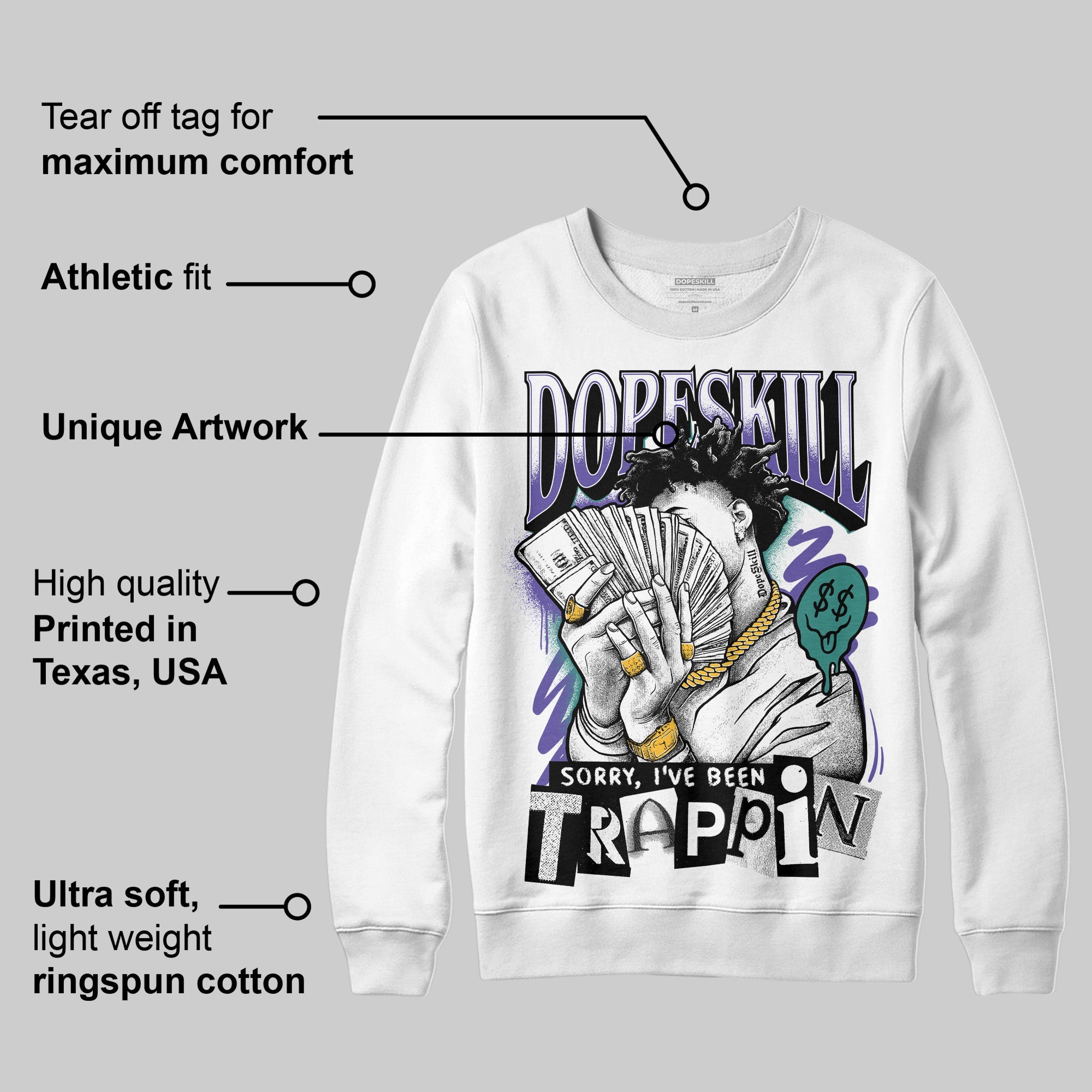 Grape 5s superstreetwear Sweatshirt Sorry I've Been Trappin Graphic