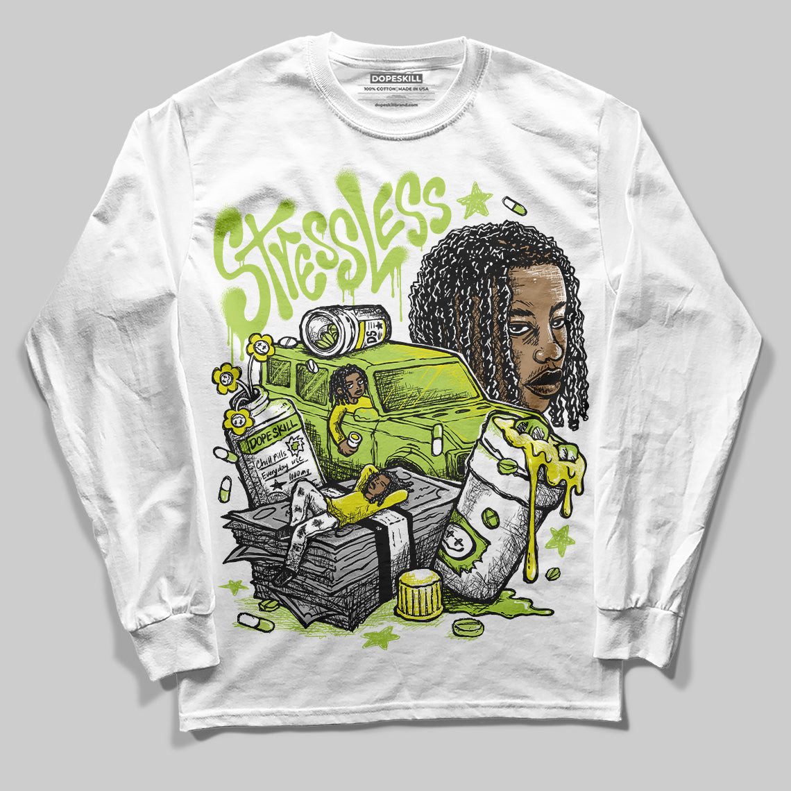 Bright Cactus 13s superstreetwear Long Sleeve T-Shirt Stressless Graphic