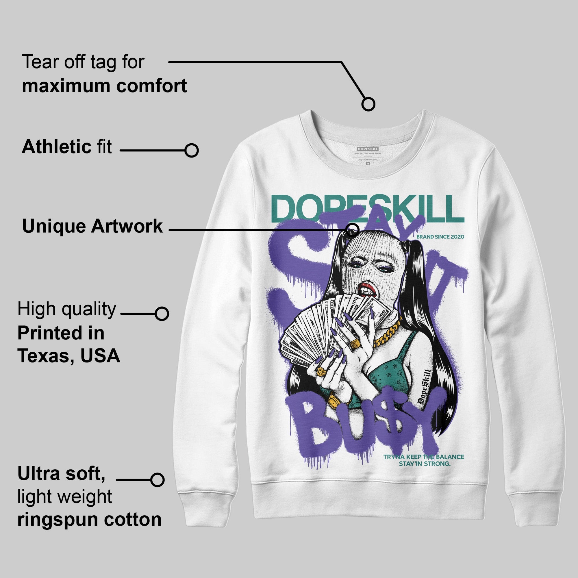 Grape 5s superstreetwear Sweatshirt Stay It Busy Graphic