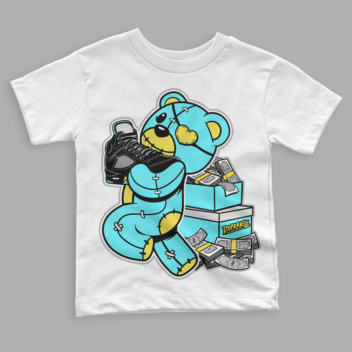 Aqua 5s superstreetwear Toddler Kids T-shirt Bear Steals Sneaker Graphic